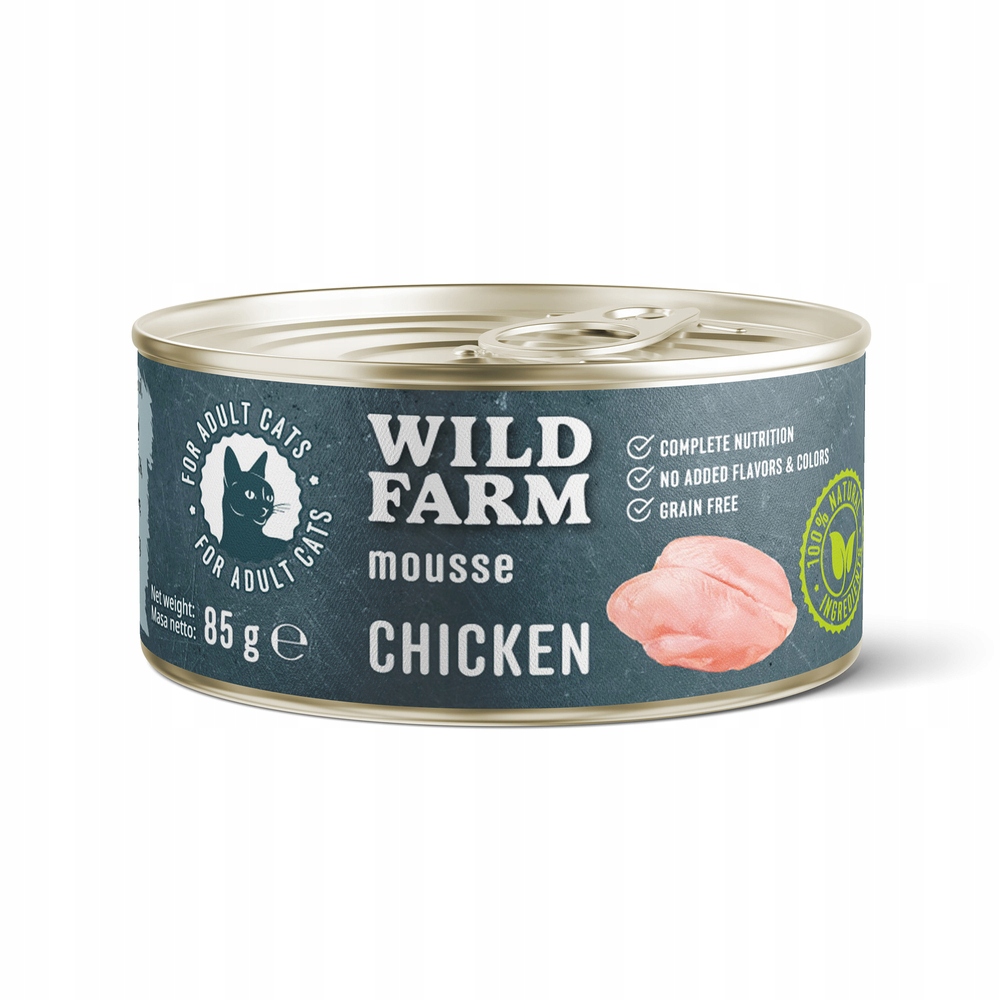 WILD FARM Mousse Chicken 85g – Bezzbożowy mus dla kota