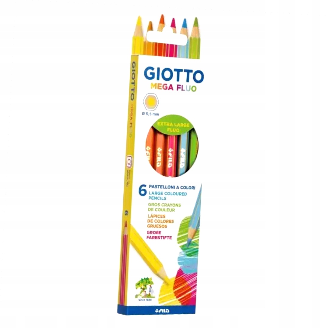 Kredki Mega Fluo 6 kolorów GIOTTO – Kolorowa zabawa dla dzieci