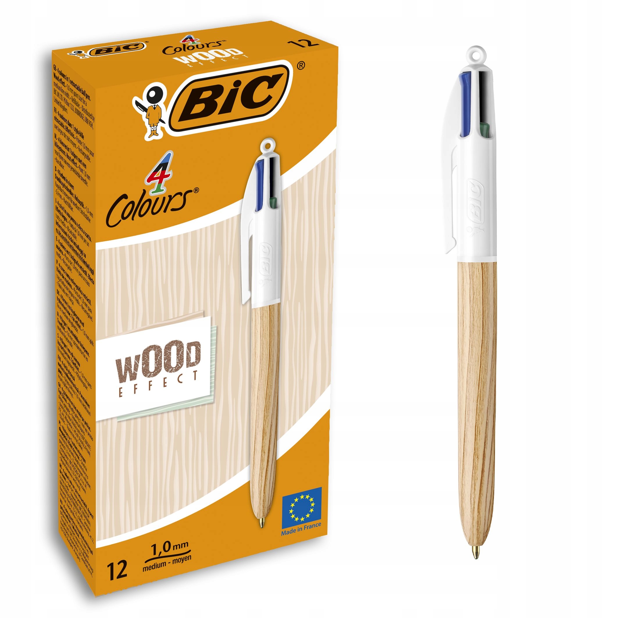 Pióro Wood Effect 0,32 mm Wielokolorowy (12 Sztuk) – Idealne do biura i szkoły