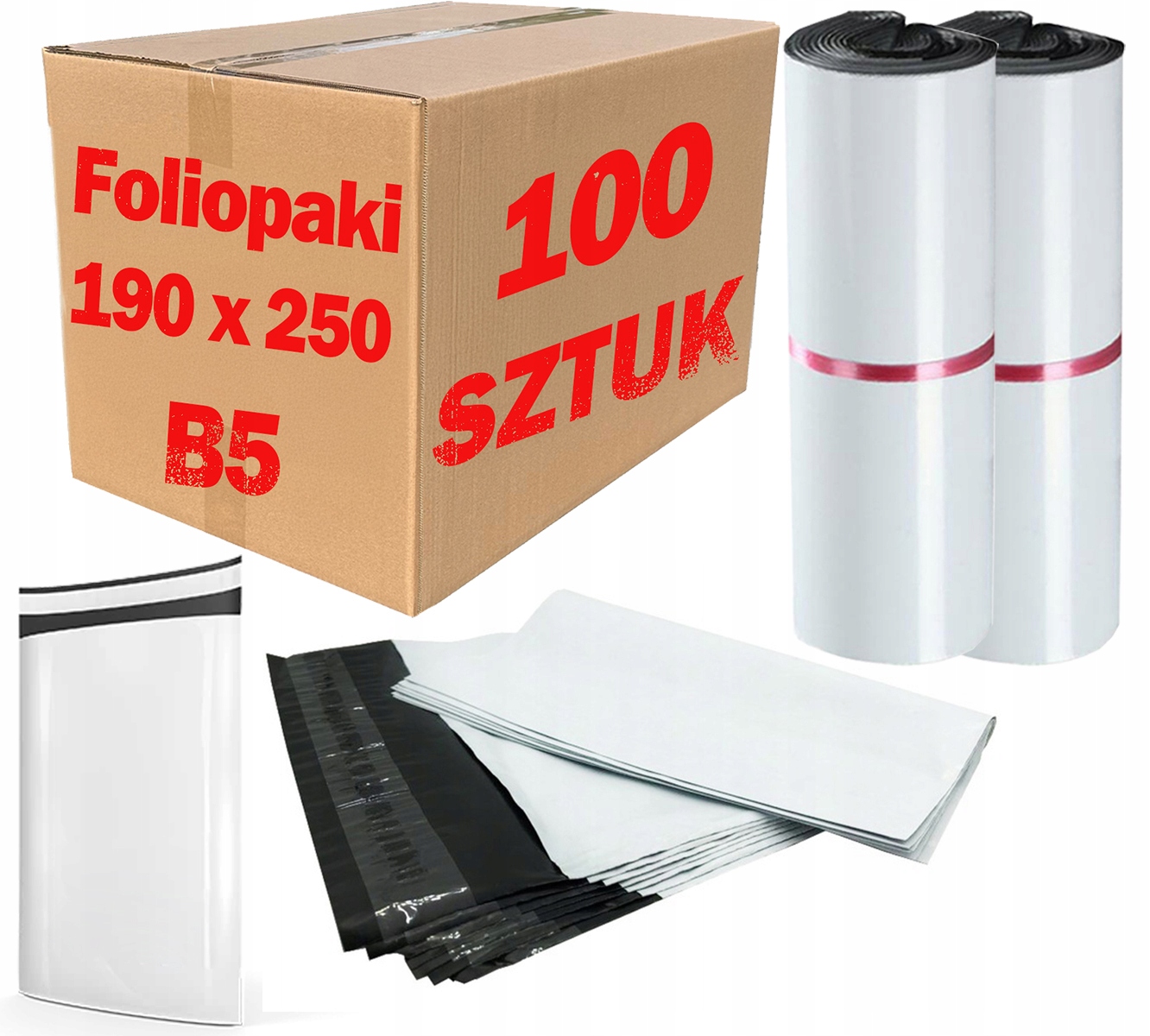 Foliopaki Kurierskie Białe B5 190x250mm - 100 szt. – Idealne rozwiązanie do pakowania