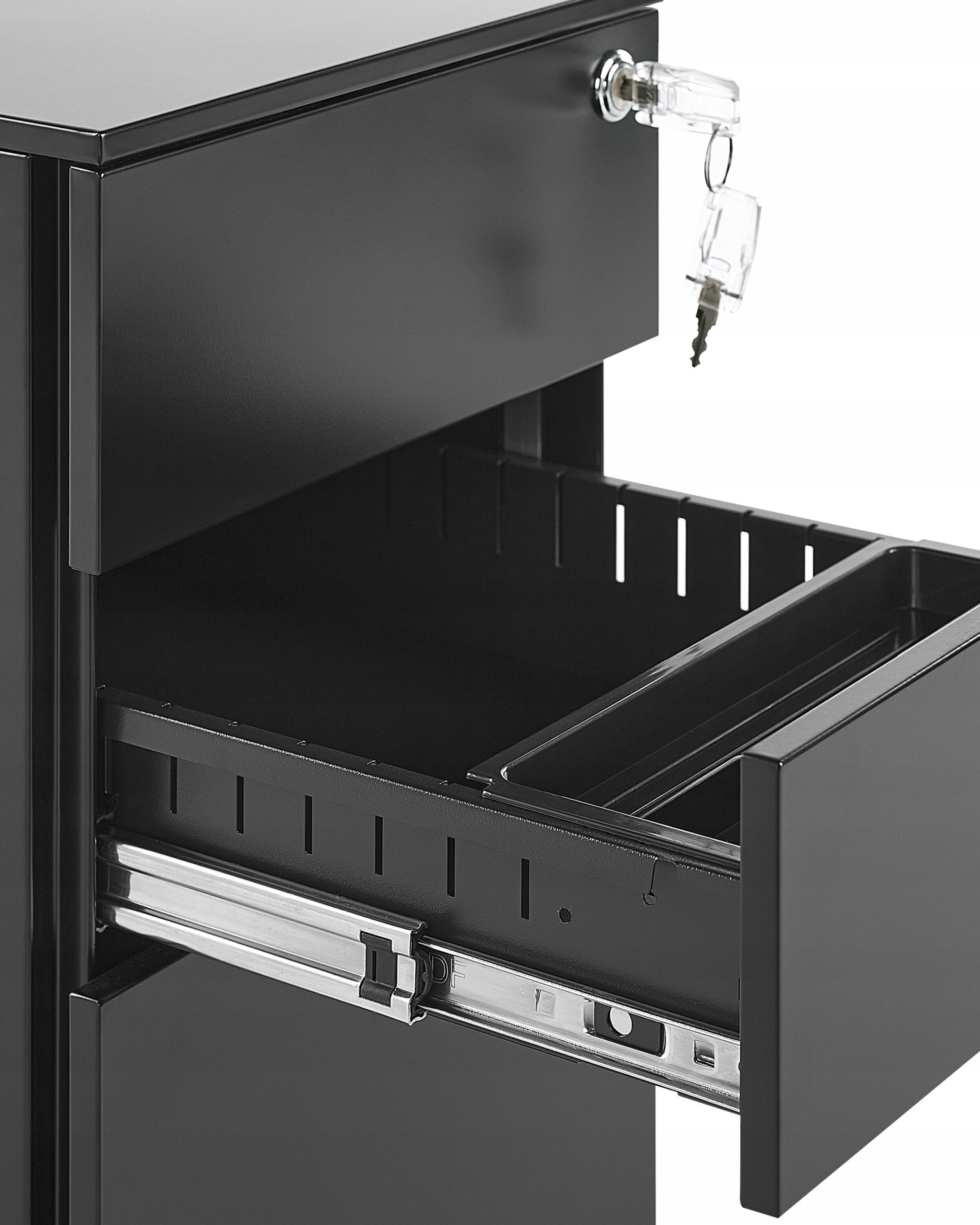 Praktyczne wysuwane szuflady z zamknięciem na klucz