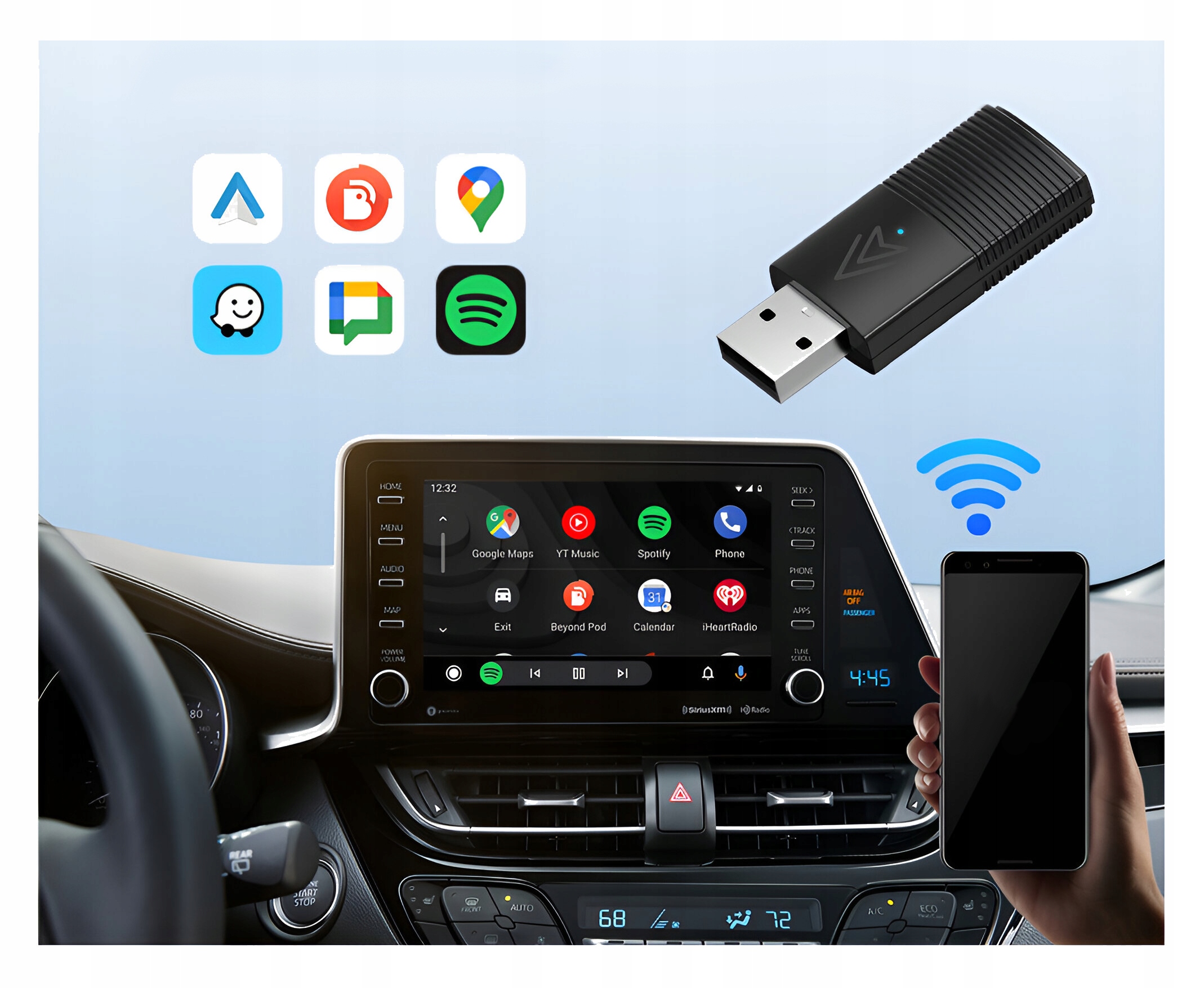 Funkcjonalność bezprzewodowego połączenia z Android Auto i CarPlay