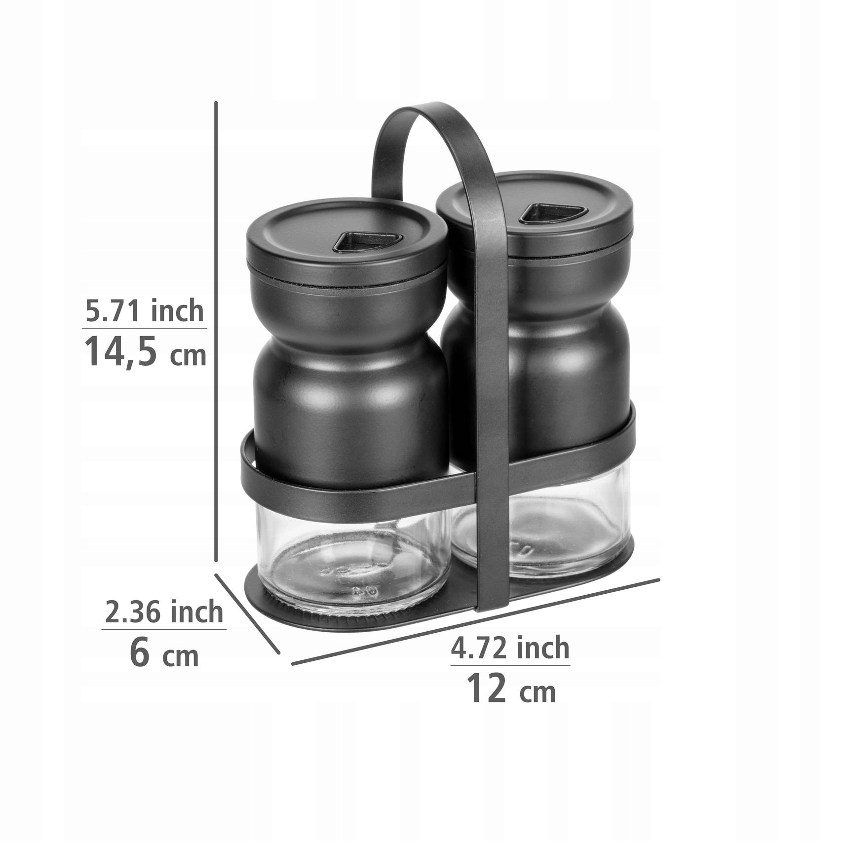 Wygodny zestaw przyprawników na metalowym stojaku