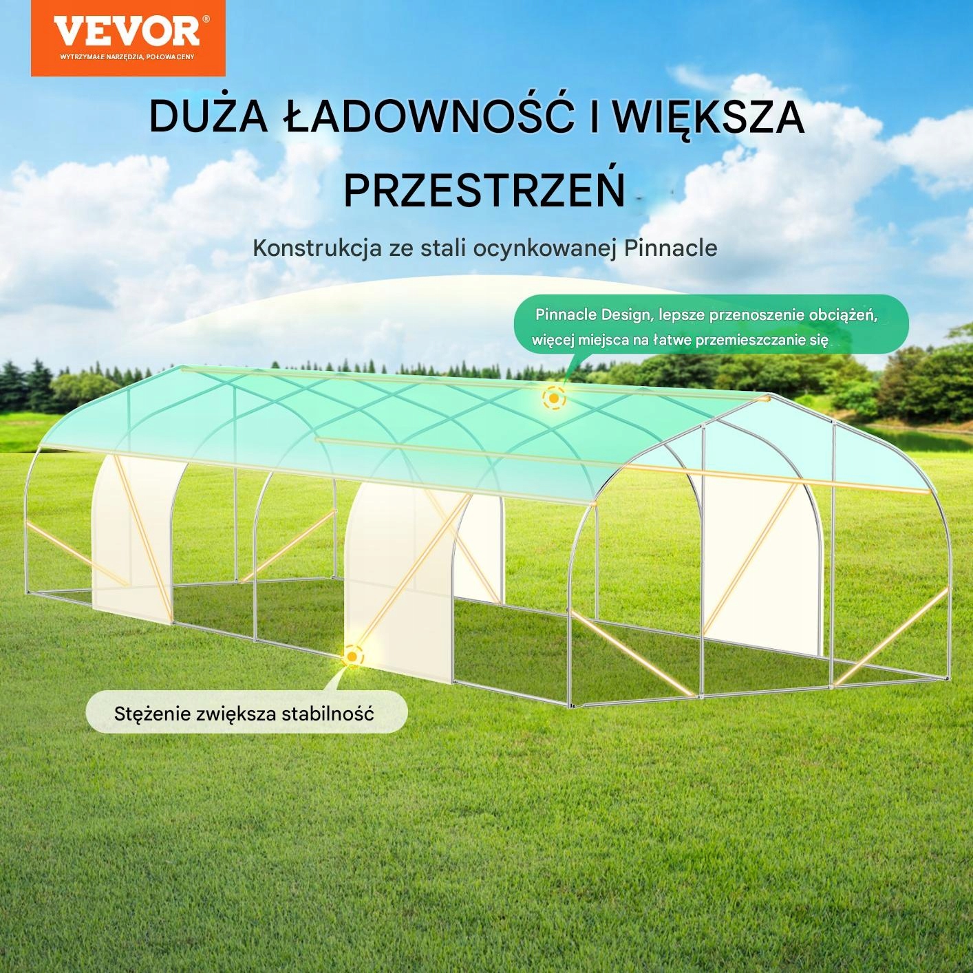 Wzmocniona konstrukcja z ocynkowanej stali