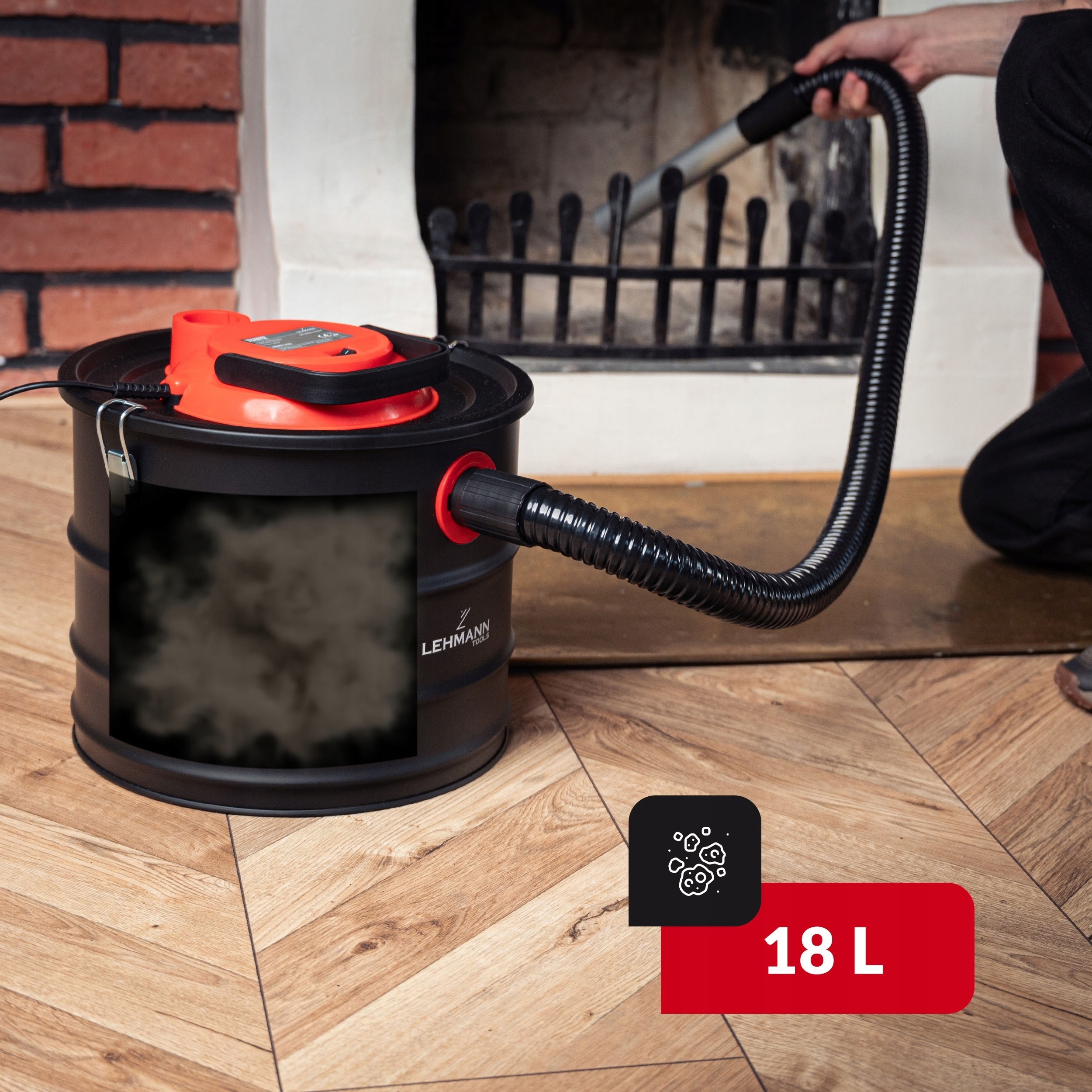 Odkurzacz przemysłowy Lehmann do popiołu kominkowy 1200W HEPA 18L 1200 W Waga urządzenia 3.6 kg