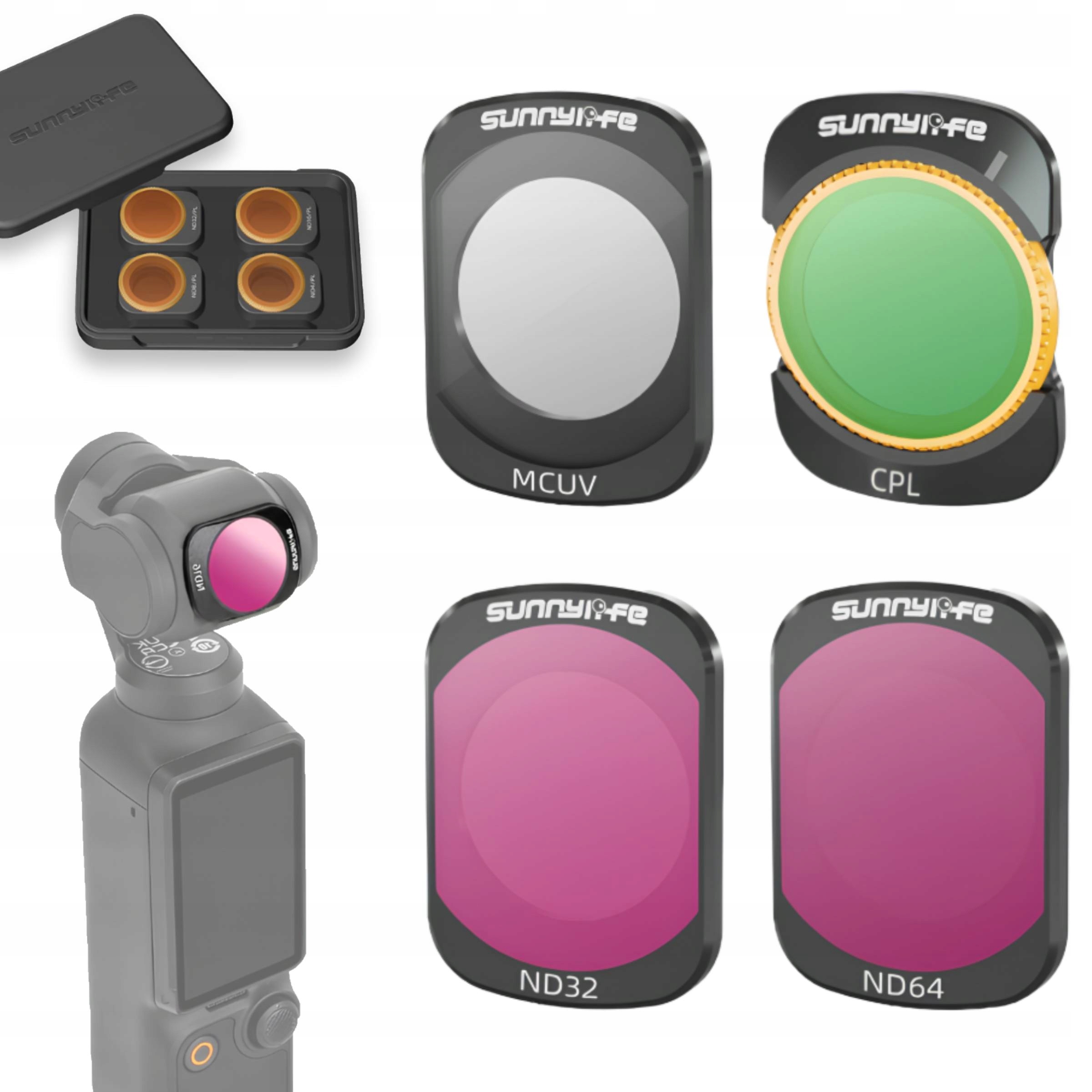 Zestaw 4 Filtrów do DJI OSMO POCKET 3 - CPL / MCUV / ND32 / ND64 + Etui – Idealne akcesoria do Twojej kamery