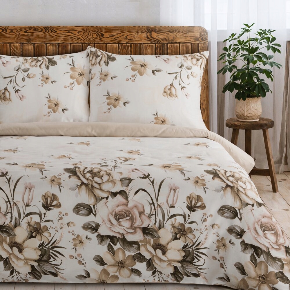 Komplet pościeli satynowej SPRING 41 140 x 200 cm jasnokremowy – Elegancja i komfort w Twojej sypialni