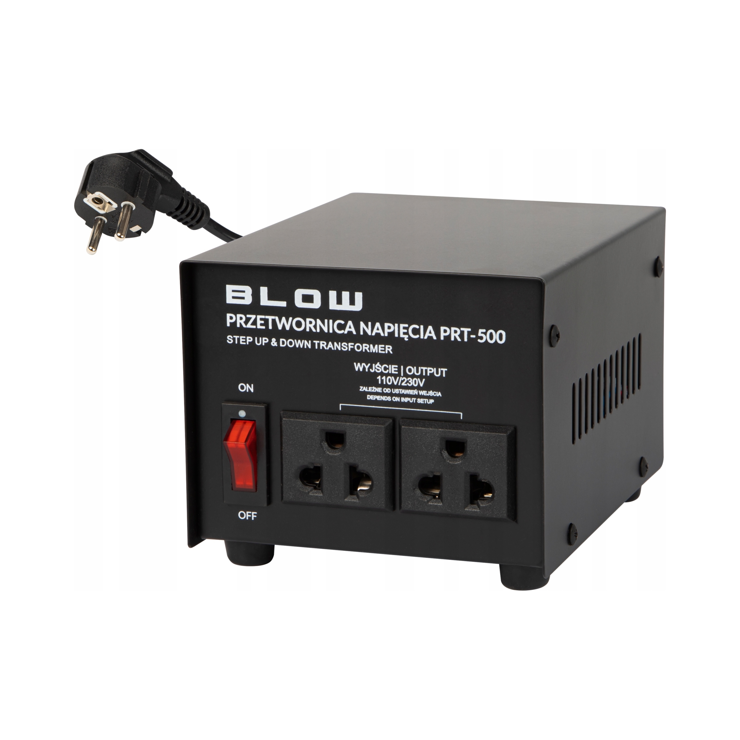 Dwa gniazda wyjściowe: 110V i 230V