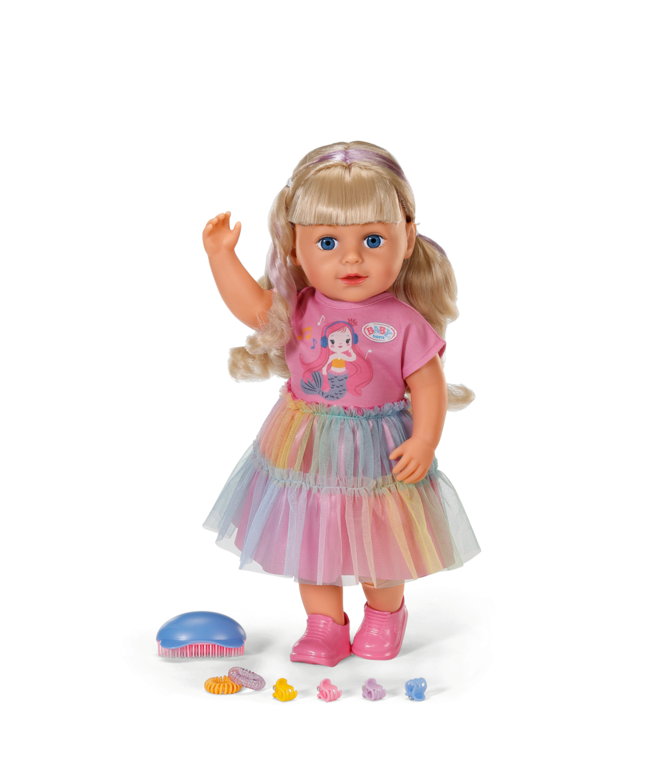 Modny strój z kolorowymi akcesoriami