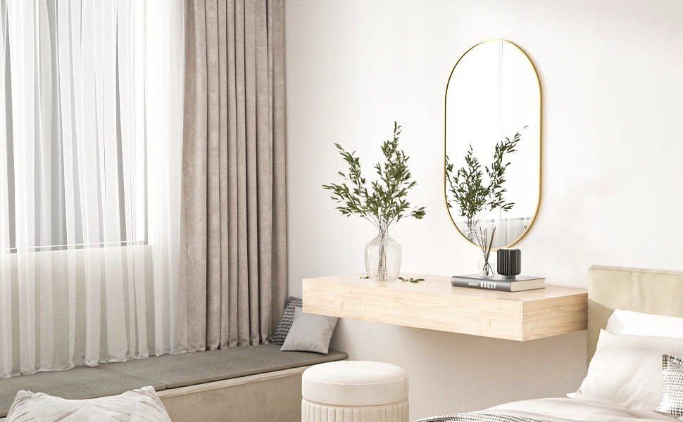 Lustro owalne 100x50 cm ze złotą ramą – Elegancja i styl loftowy