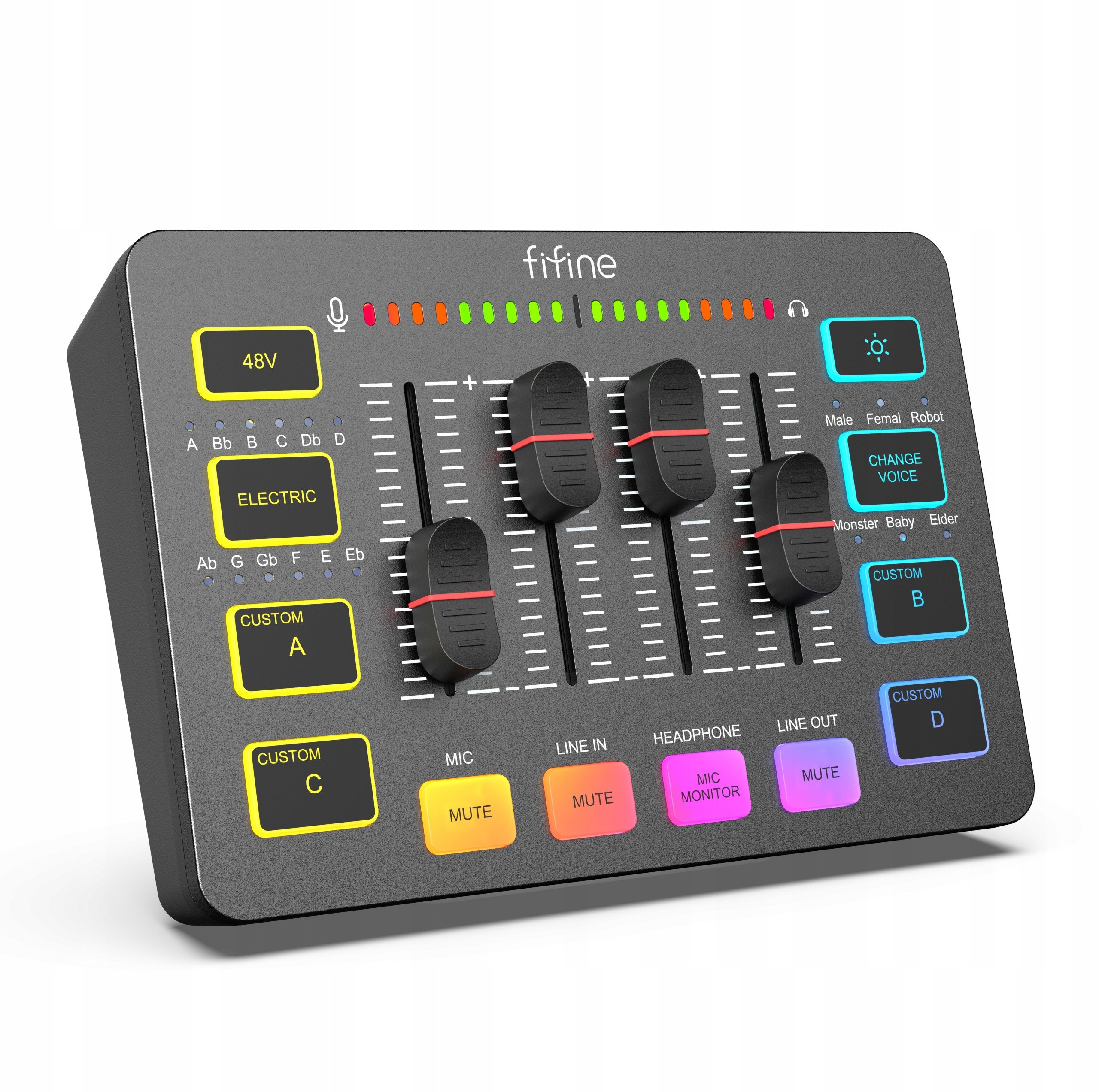 Mikser audio Fifine Sound Card SC3 Black USB z RGB XLR – Doskonałe narzędzie do nagrywania dźwięku