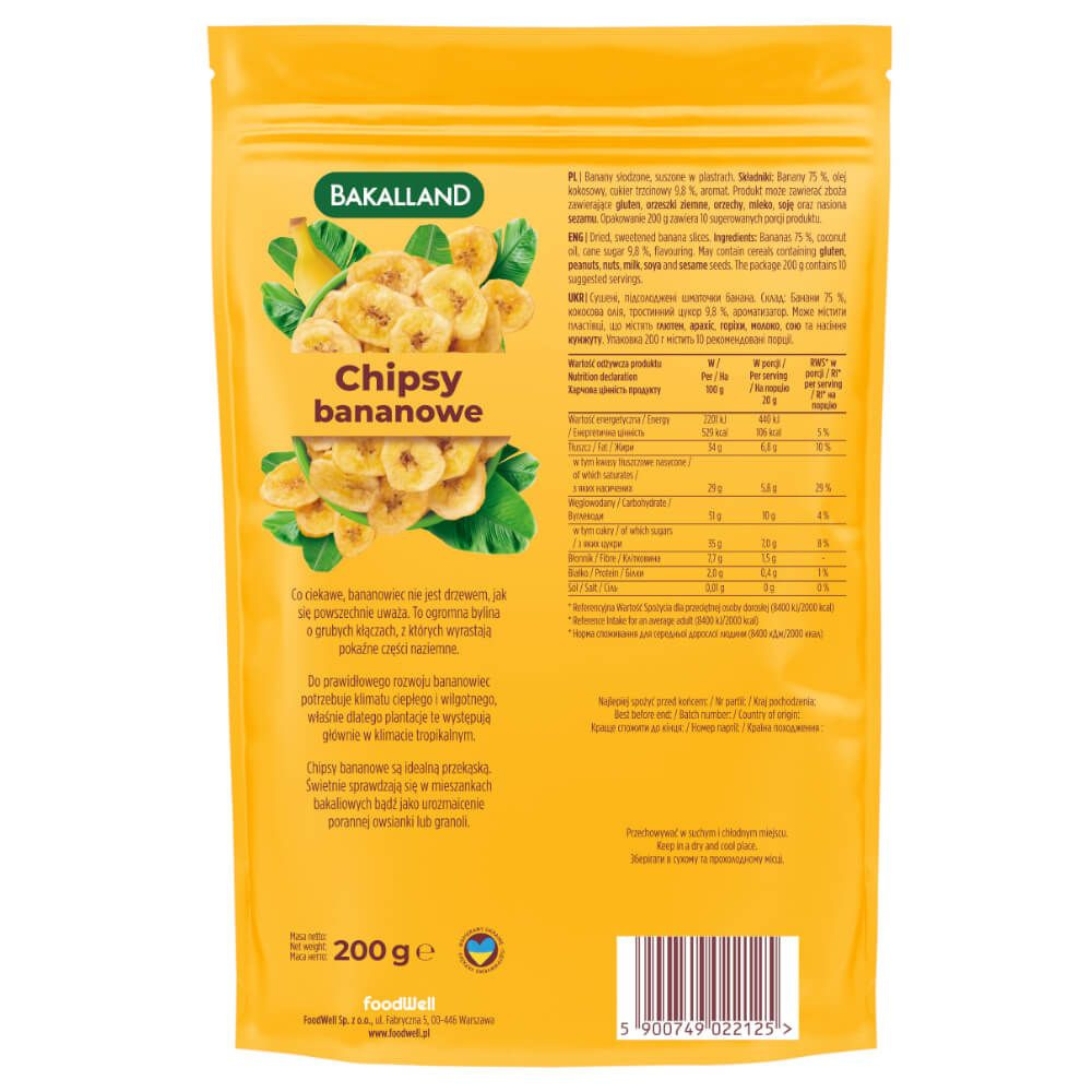 Właściwości odżywcze chipsów bananowych