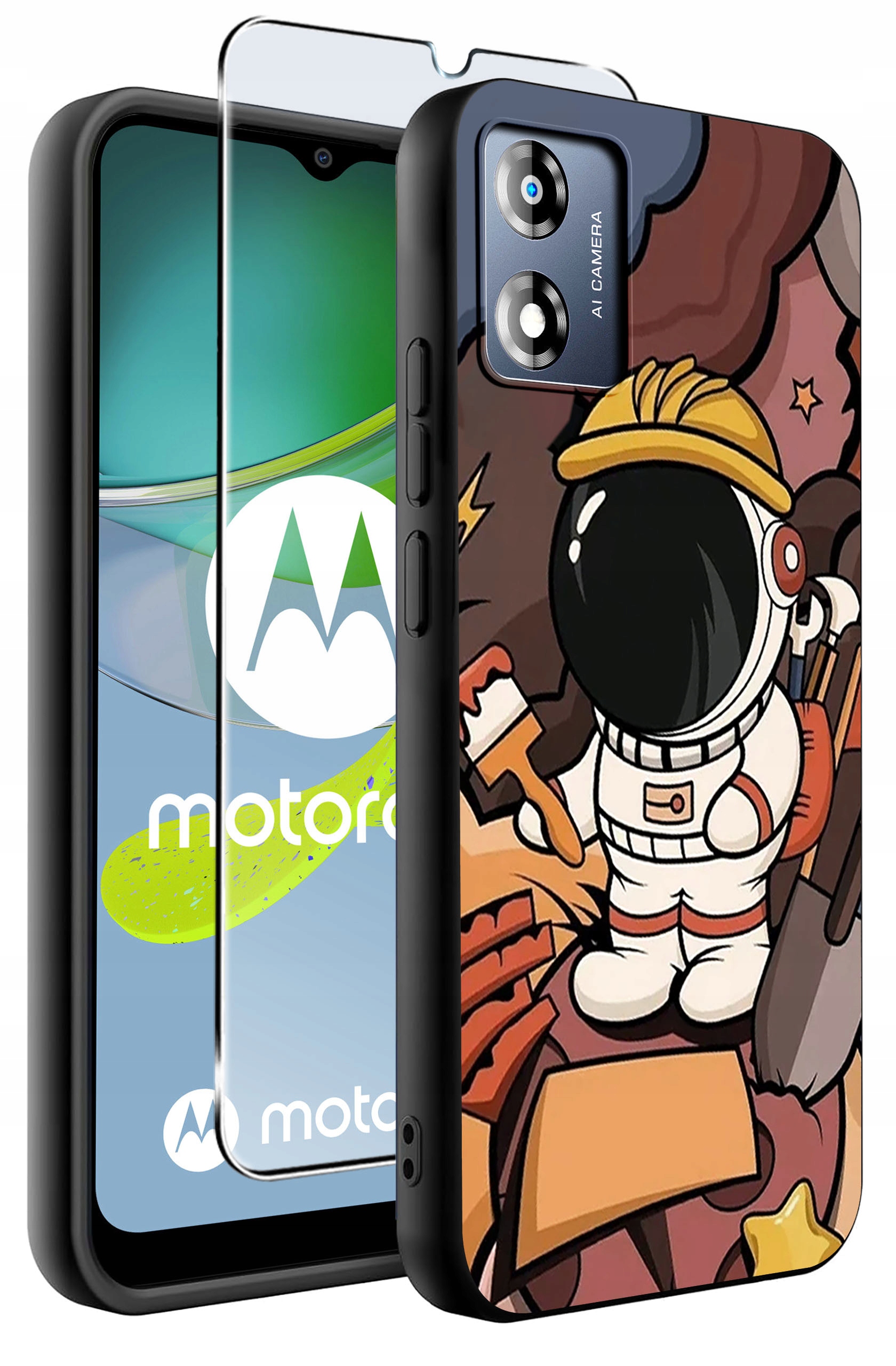 Etui do Motorola Moto E13 WZORY | Silikonowe Matt Case + Szkło Hartowane 9H