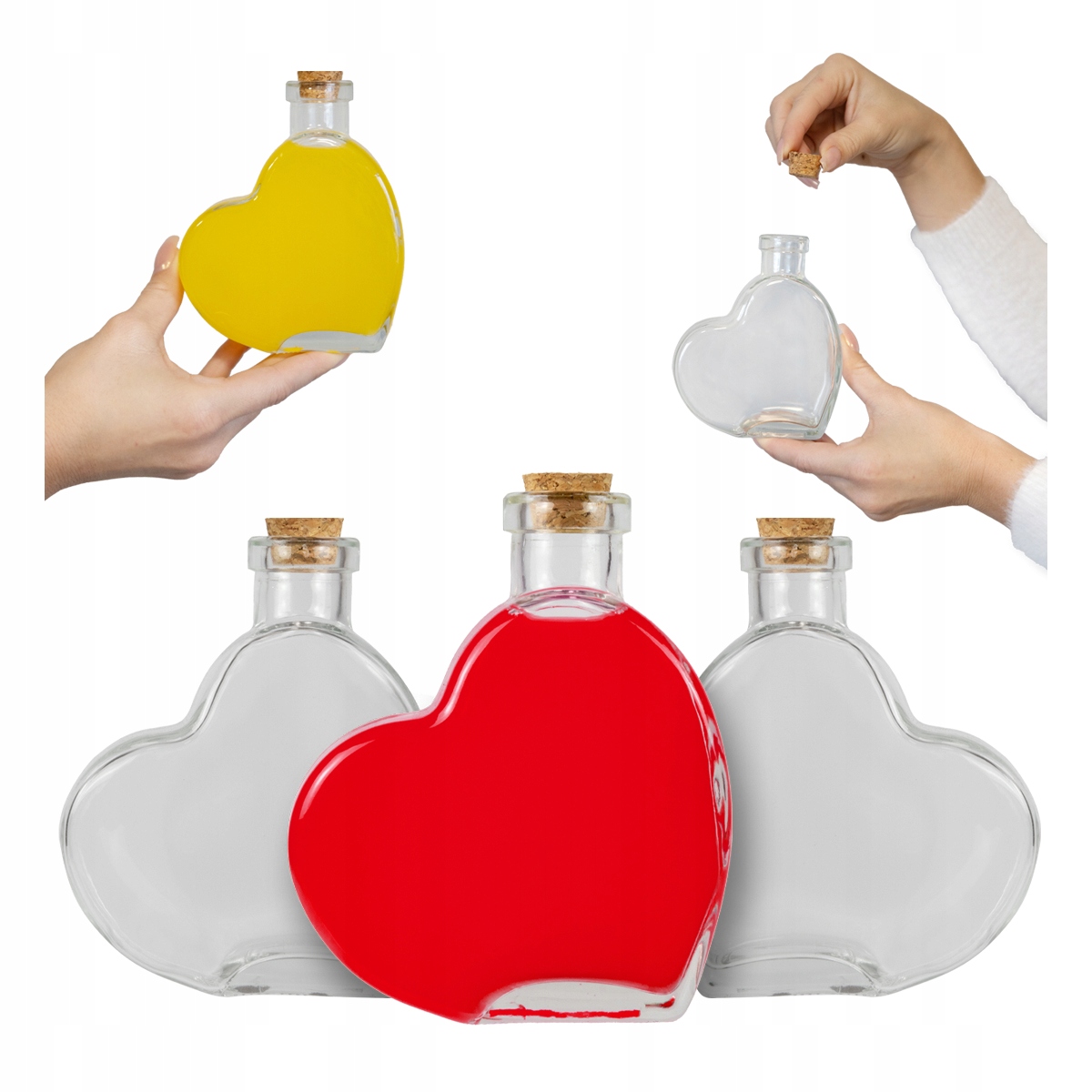 5x Butelki szklane SERCE 250ml – Idealny prezent na ślub i wesele