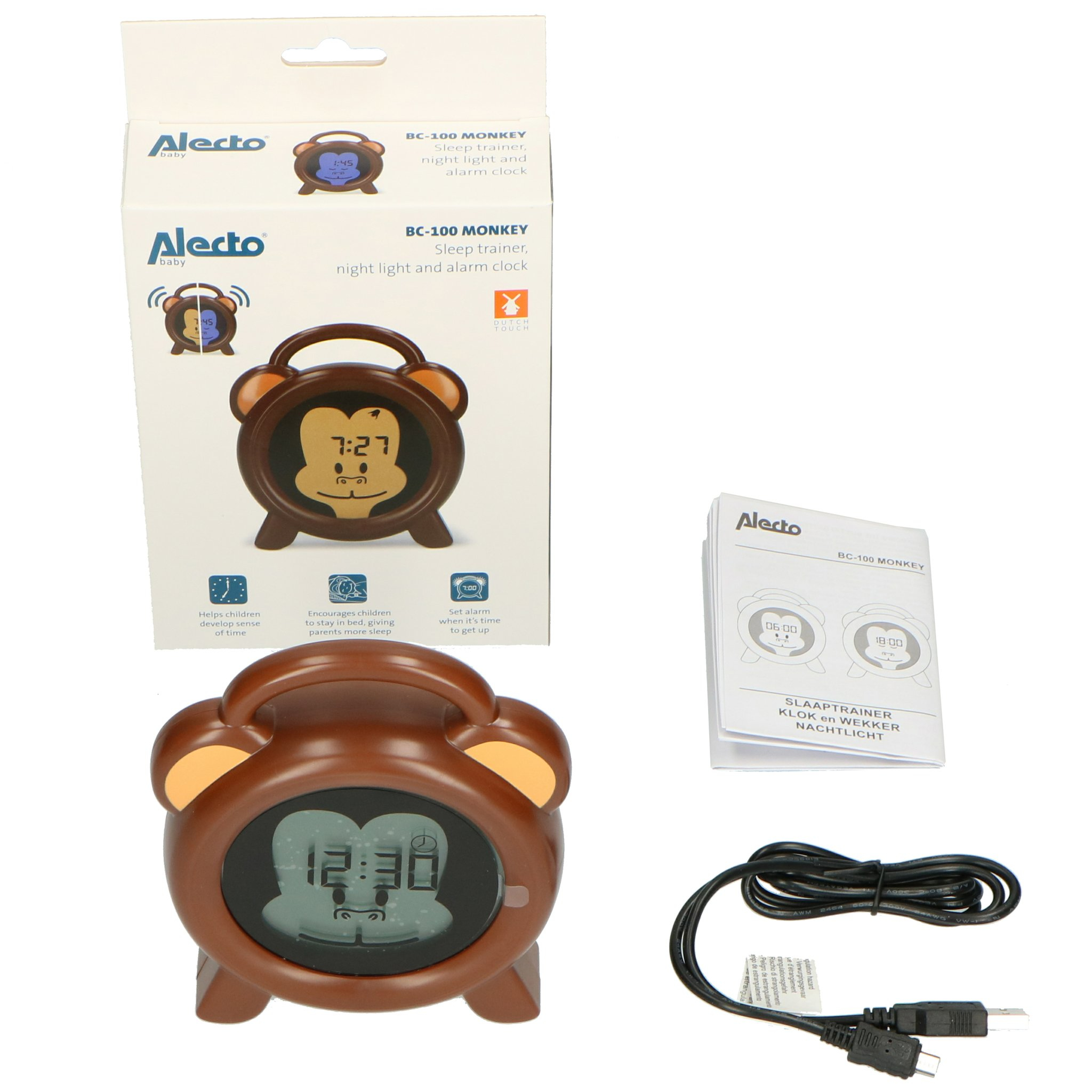Alecto Baby Monkey – Cyfrowy budzik i lampka nocna dla dzieci