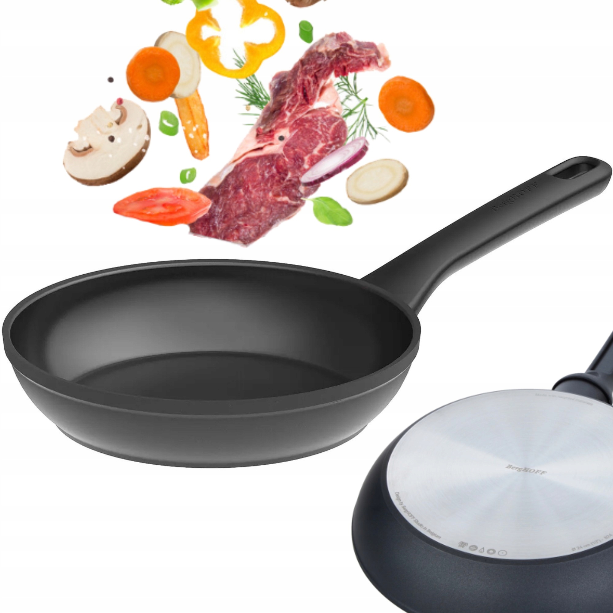 Patelnia Helix 24 cm z powłoką nieprzywierającą CeraGreen BergHOFF – Idealna do zdrowego gotowania