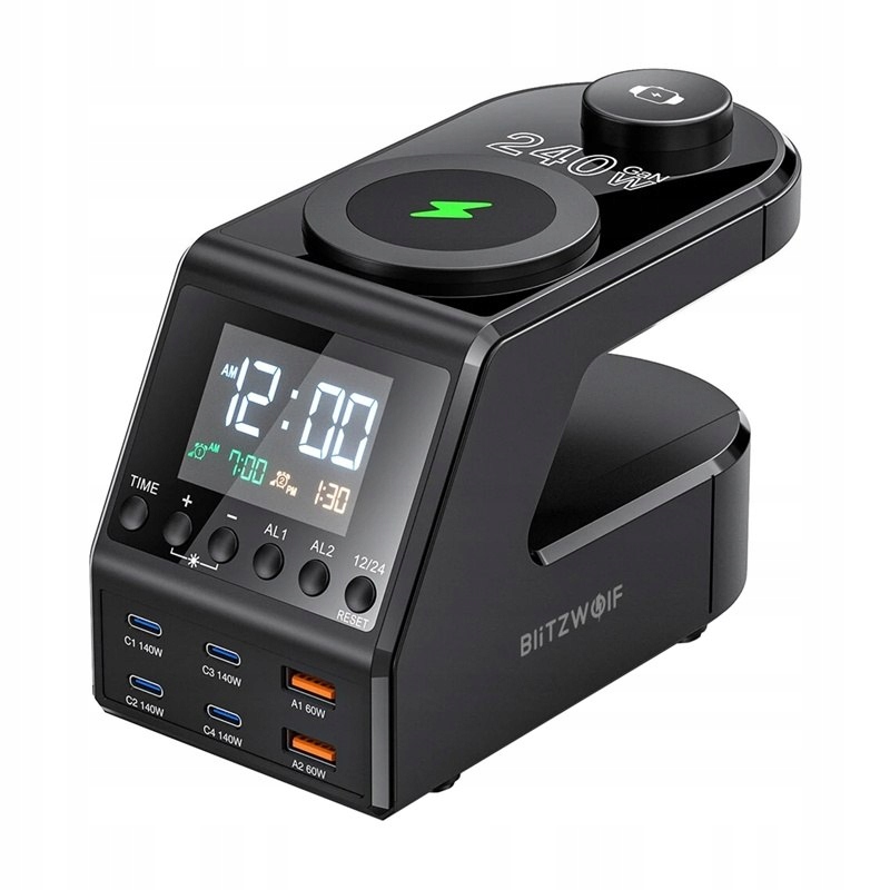 Zegar alarmowy BlitzWolf BW-FW10 z ładowarką 2xUSB-A i 4xUSB-C – Twoje centrum ładowania
