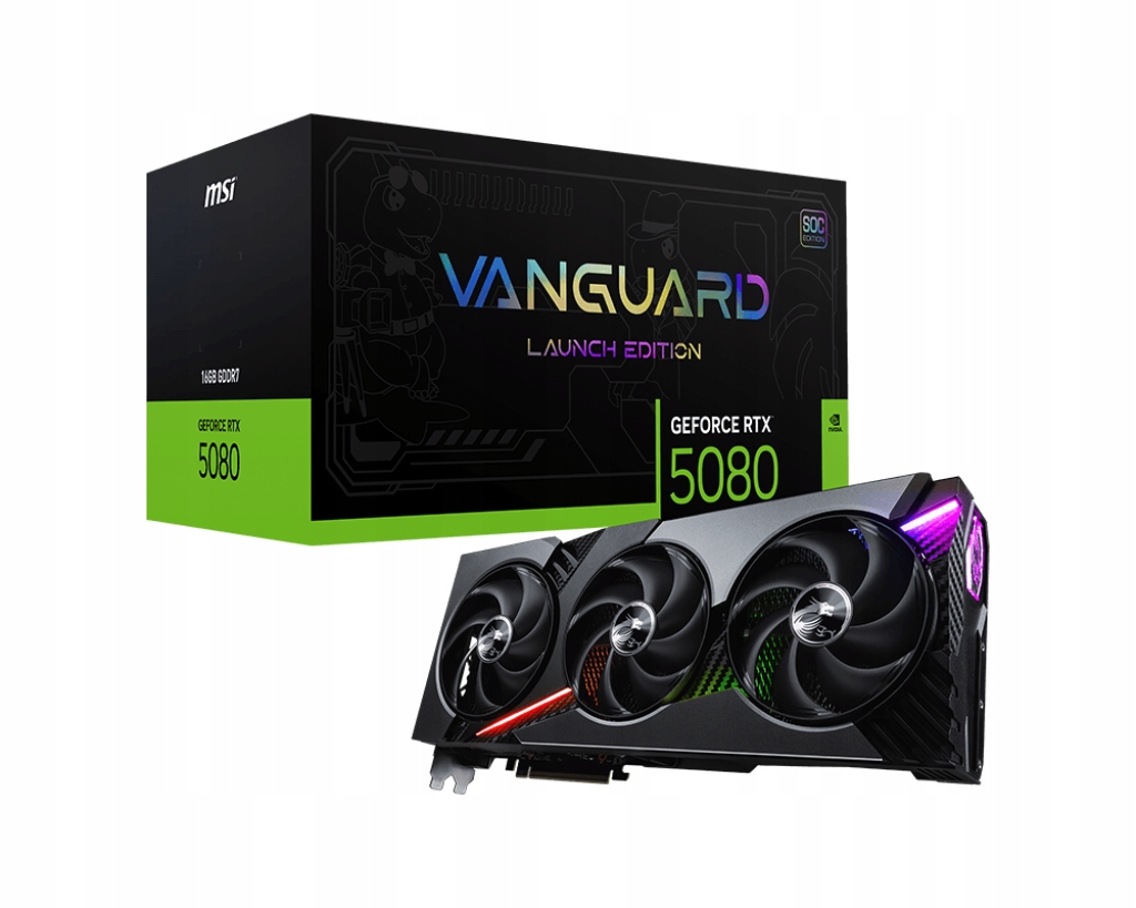 Karta graficzna MSI GeForce RTX 5080 16G VANGUARD SOC LAUNCH EDITION – Wydajność na najwyższym poziomie