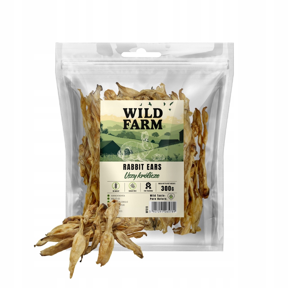 WILD FARM uszy królicze 300g – przysmak dla psa