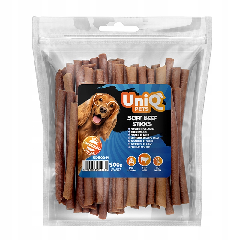 UNIQ PETS Przysmaki dla psa – Paluszki wołowe 500g