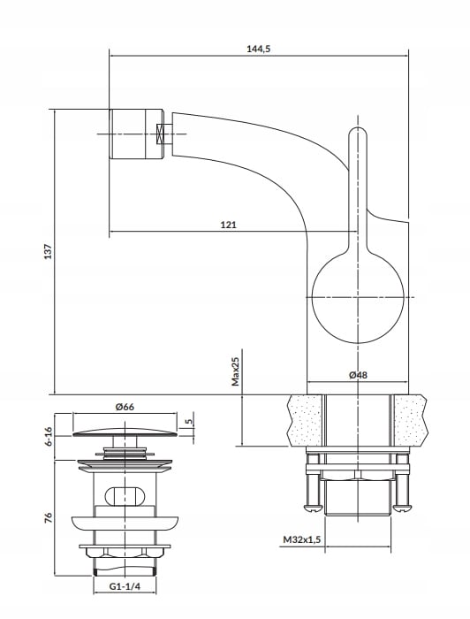 Metalowy korek klik-klak – Wygodne rozwiązanie dla każdego bidetu