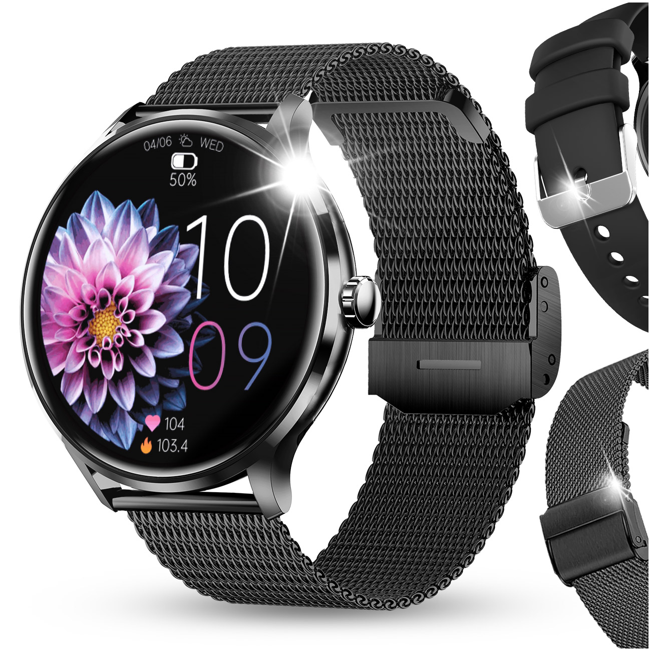 SMARTWATCH DAMSKI ZEGAREK MENU PL ROZMOWY CIŚNIENIE PULS CZARNY SMART WATCH – Nowoczesny towarzysz dla aktywnych kobiet