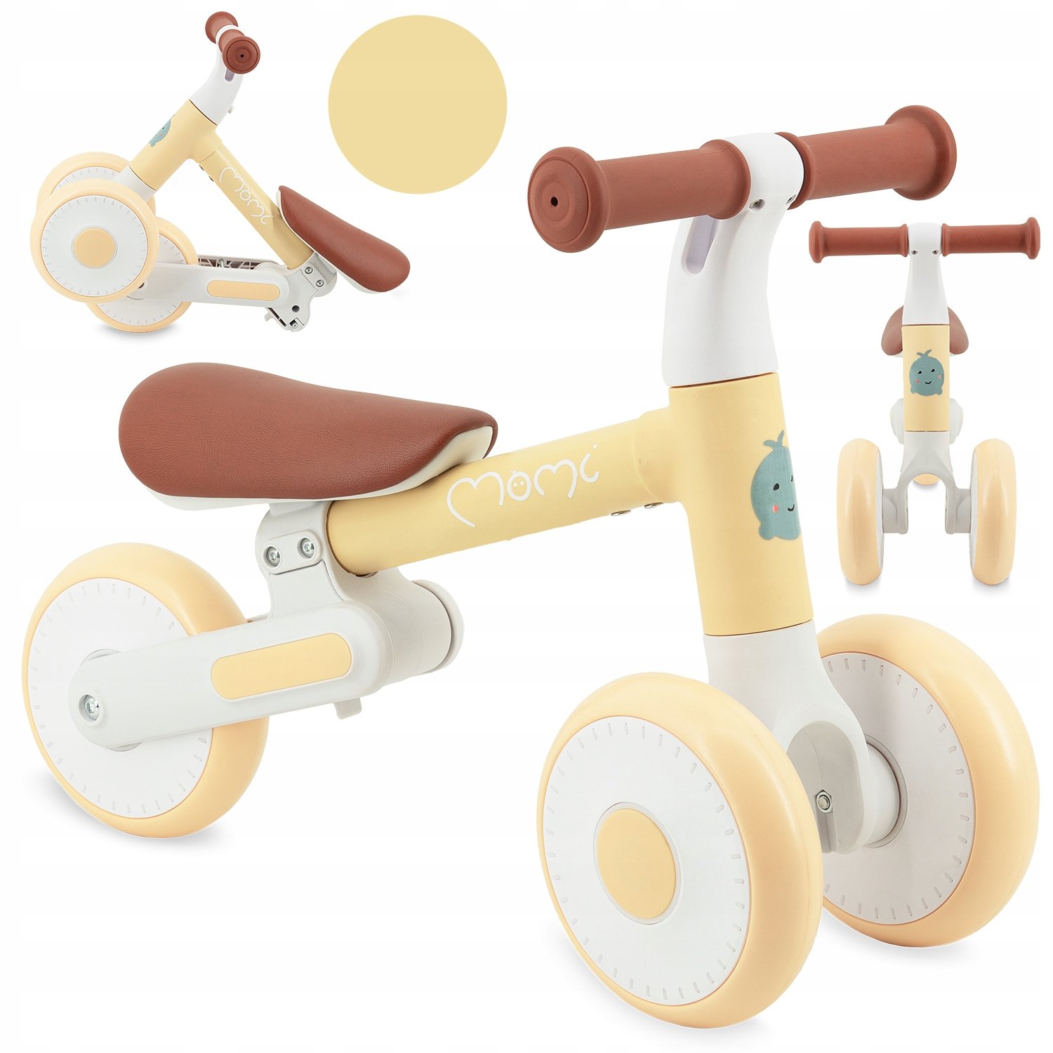 Jeździk Dla Dzieci Trójkołowy - MoMi Dex Żółty – Idealny pierwszy pojazd dla malucha