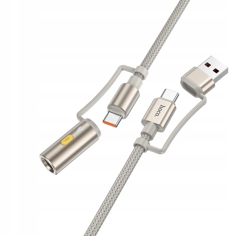 Kabel All-in-one USB A / USB C do USB C / Zapalniczka samochodowa Hoco 3A 60W 1,2 m – Wydajność i wszechstronność