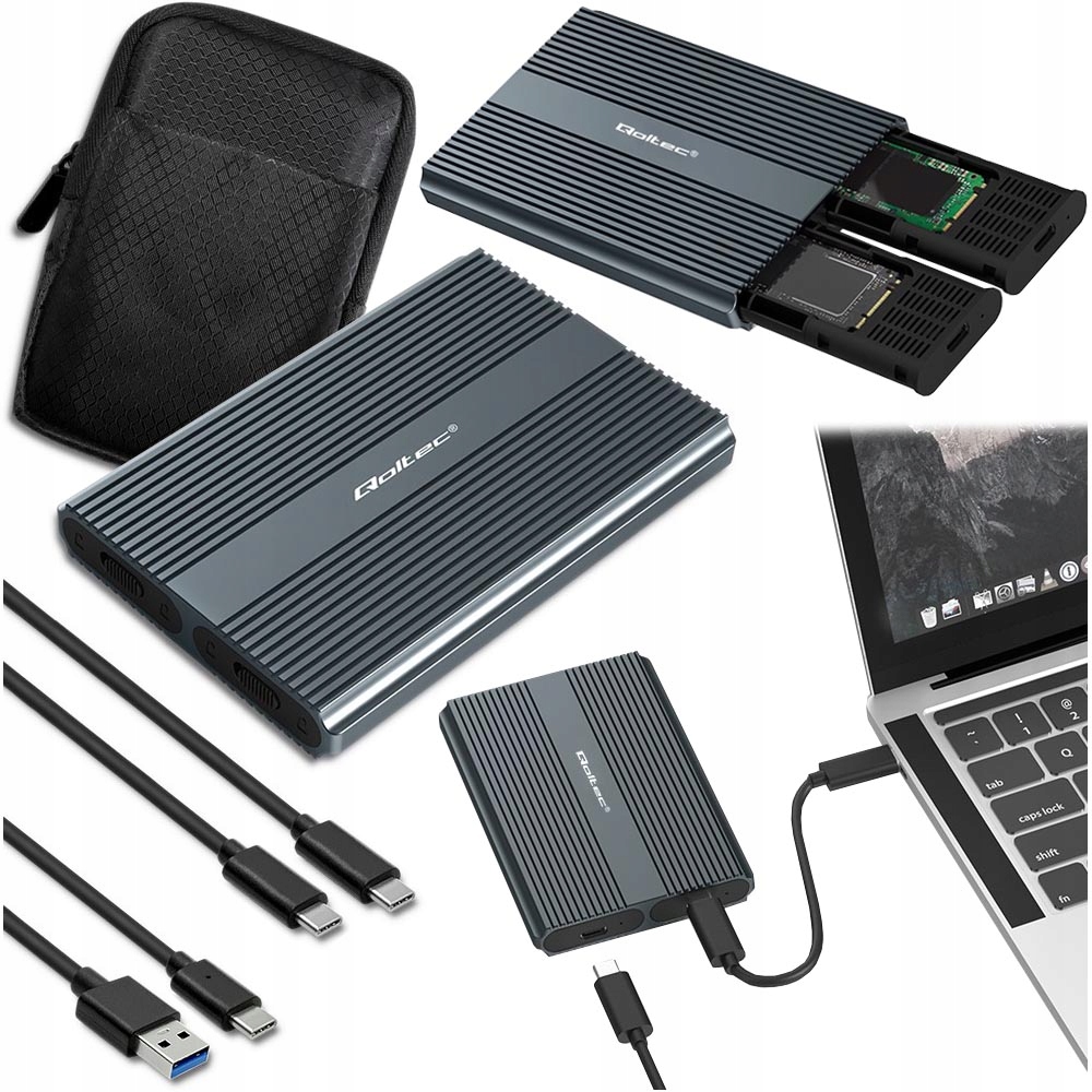 Kieszeń Qoltec Obudowa/kieszeń na dysk M.2 SSD SATA NVMe DUAL – Wydajność i mobilność w jednym