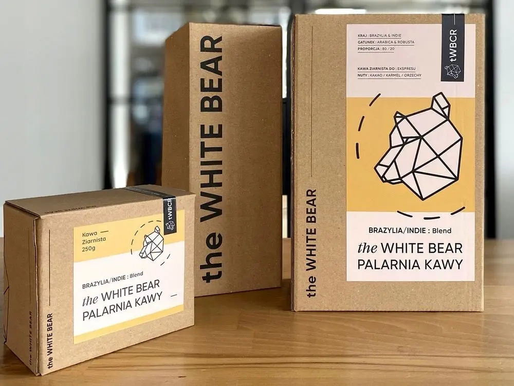Kawa ziarnista The White Bear Brazylia/Indie 250g – Doskonały wybór dla miłośników kawy