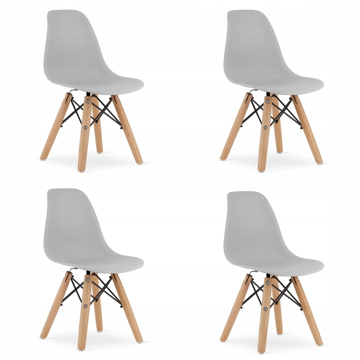 Krzesło szare skandynawskie ZUBI dla dzieci – styl i funkcjonalność w jednym