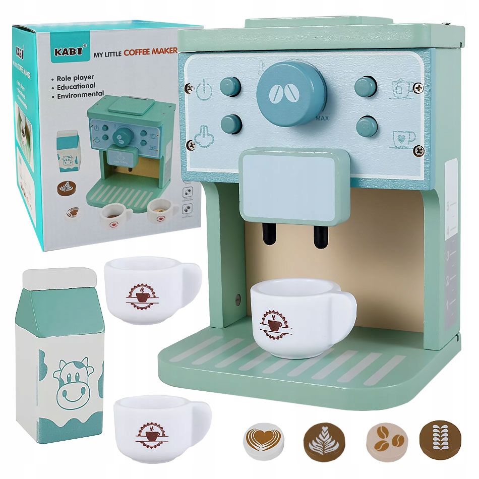 Drewniany Ekspres Do Kawy Dla Dzieci Automat AGD Kawiarnia Filiżanki – Idealna zabawa dla małych baristów