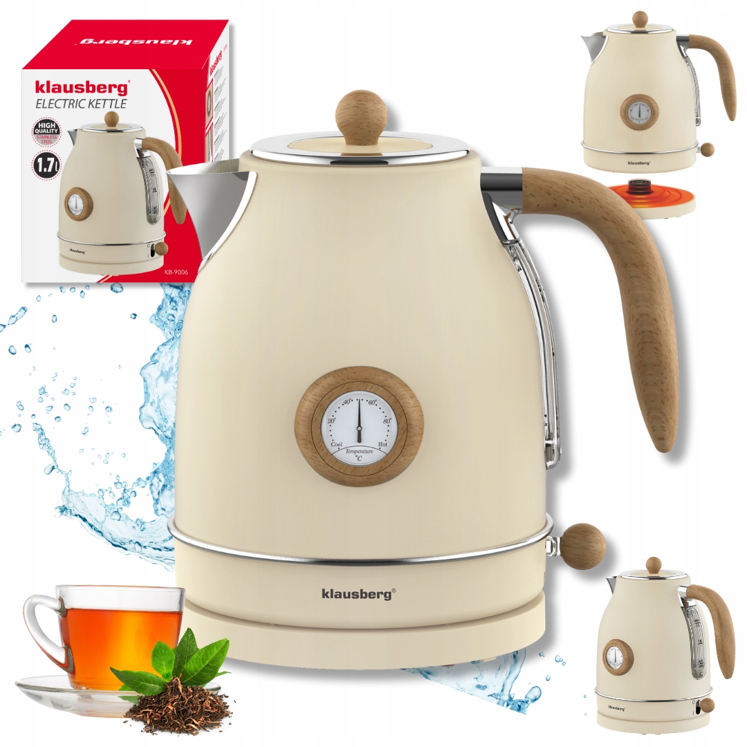 Czajnik elektryczny 1,7L z termometrem KB-9006 Retro – elegancja i funkcjonalność w Twojej kuchni