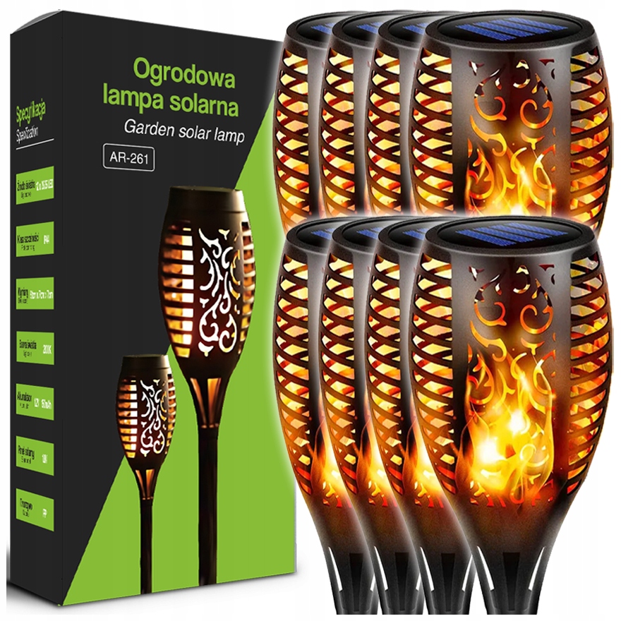 8x LAMPA OGRODOWA WBIJANA LED POCHODNIA DO OGRODU PŁOMIEŃ 50cm – Stwórz magiczną atmosferę w swoim ogrodzie