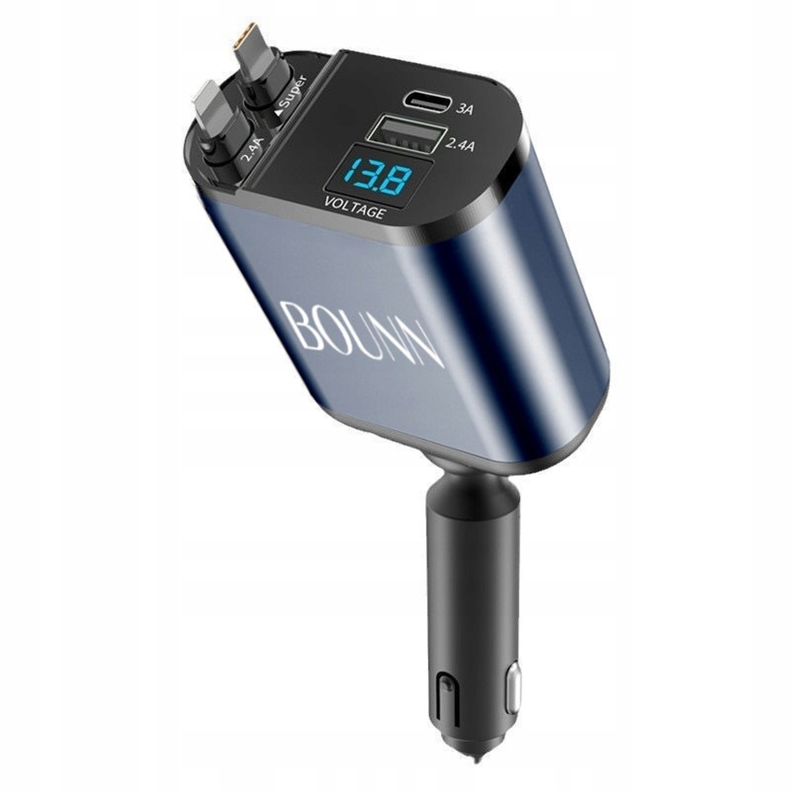 Bounn Ładowarka samochodowa USB C 30W APPLE 12V 24V 4w1 – Wydajne ładowanie w podróży