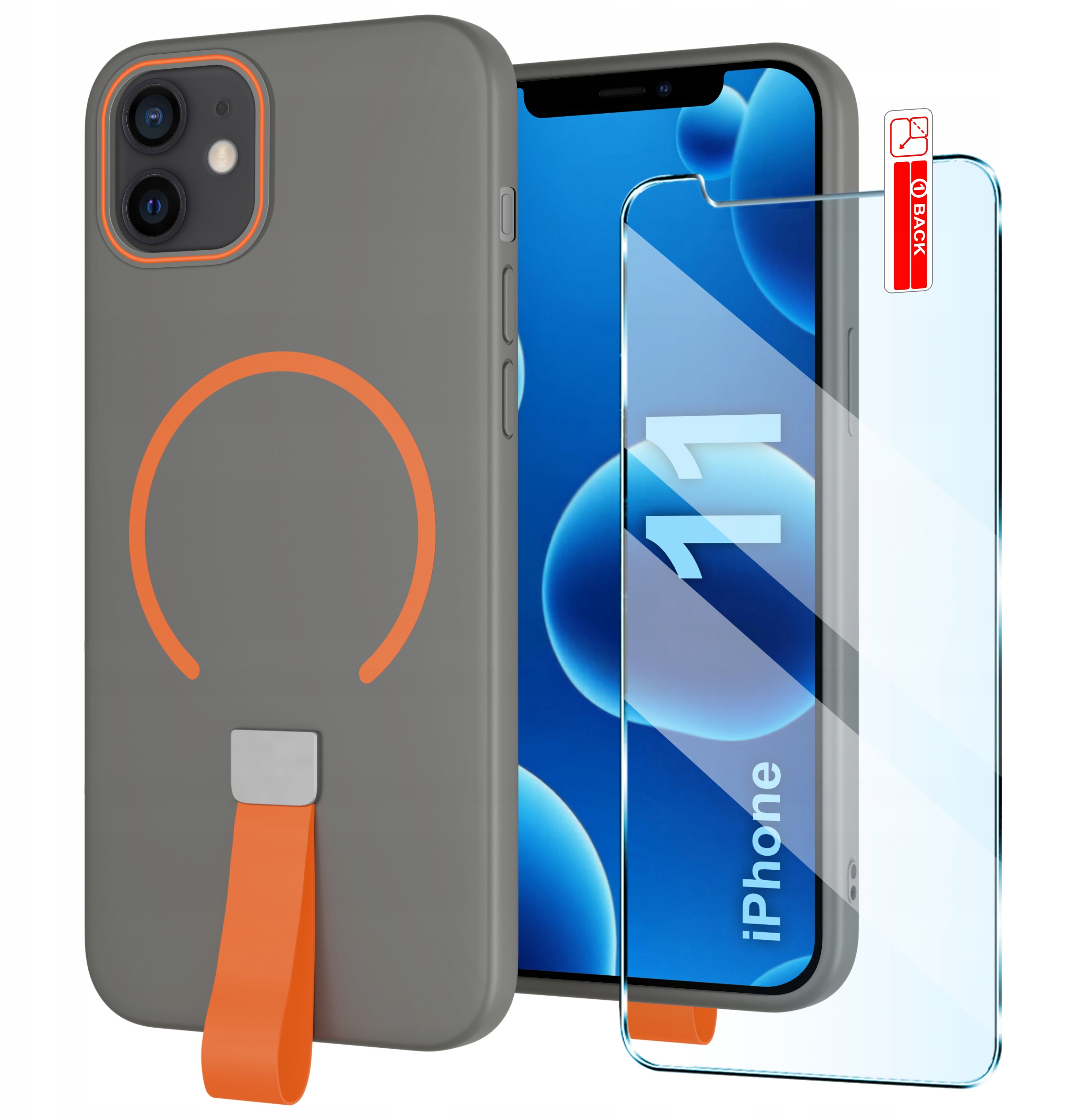 Etui z Paskiem na palec Matowe SZARE do iPhone 11 – Kompleksowa ochrona Twojego smartfona