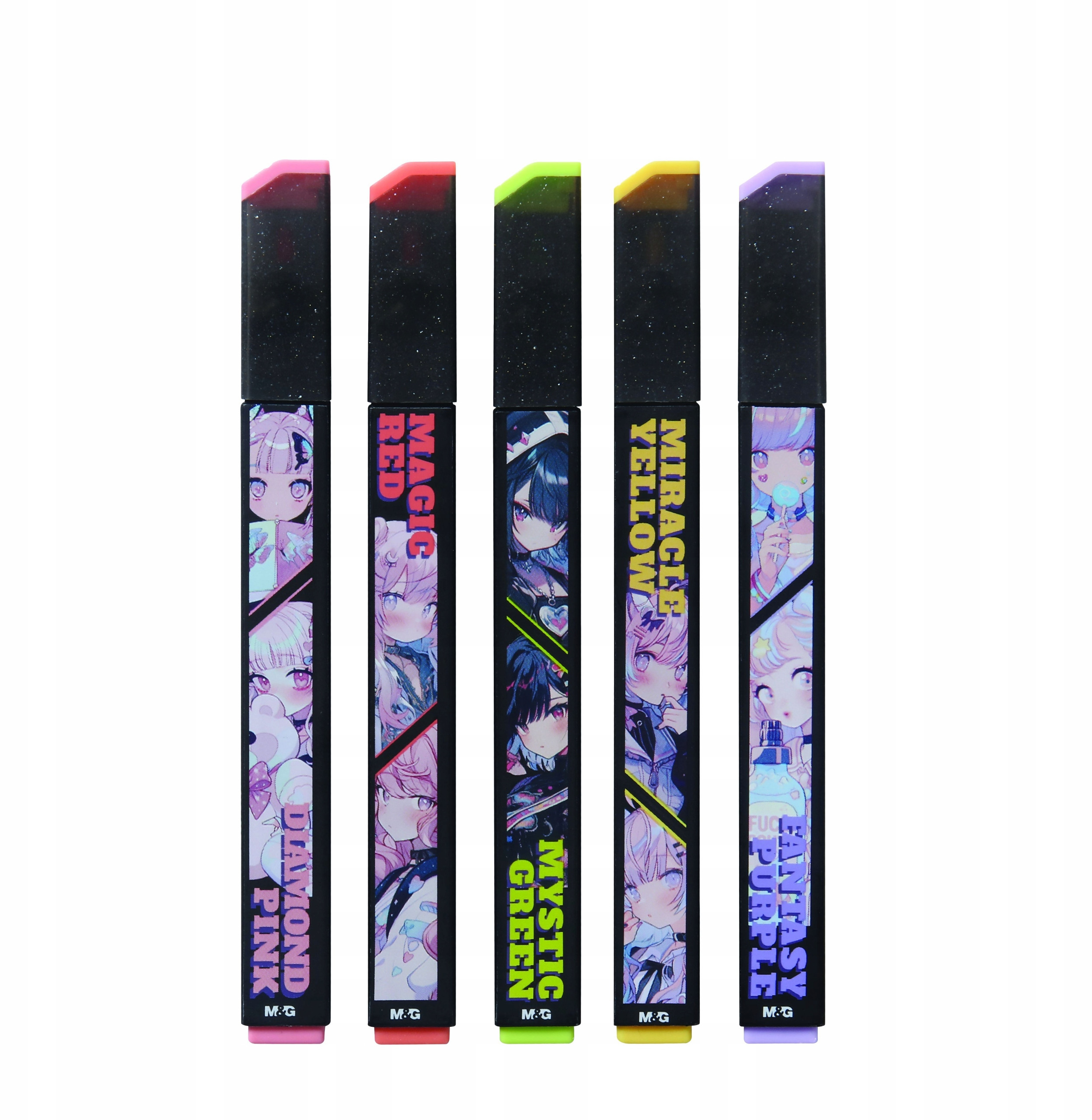 Intensywne kolory: różowy, czerwony, zielony, żółty i fioletowy