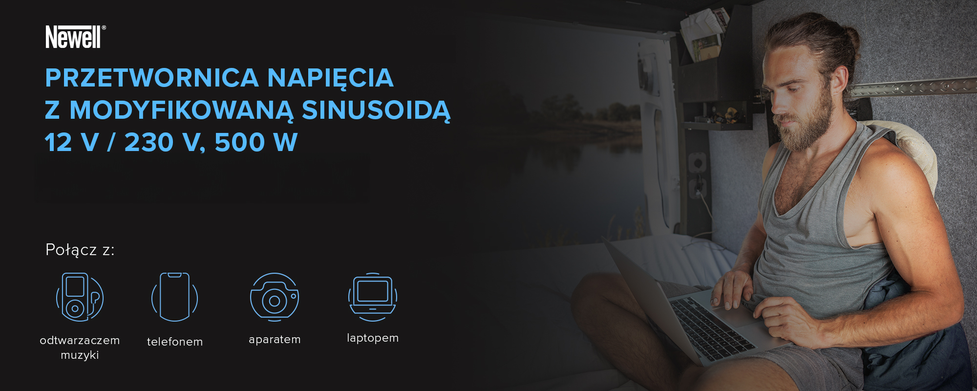 Przetwornica napięcia Newell z modyfikowaną sinusoidą - 12 V _ 230 V, 500 W