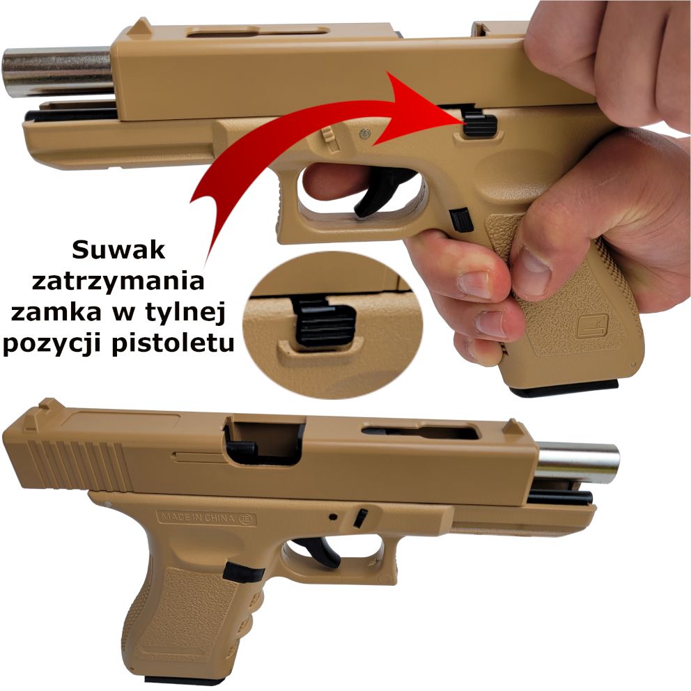 Glock 17 Replika ASG Pistolet Na Kulki Wersja Tarcza Tomdorix