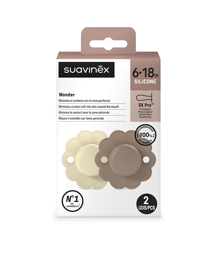 SUAVINEX - 308410 SMOCZEK FIZJOLOGICZNY SX PRO SILIKONOWY 2SZT/6-18M/WGRAY-UMBER/WONDER