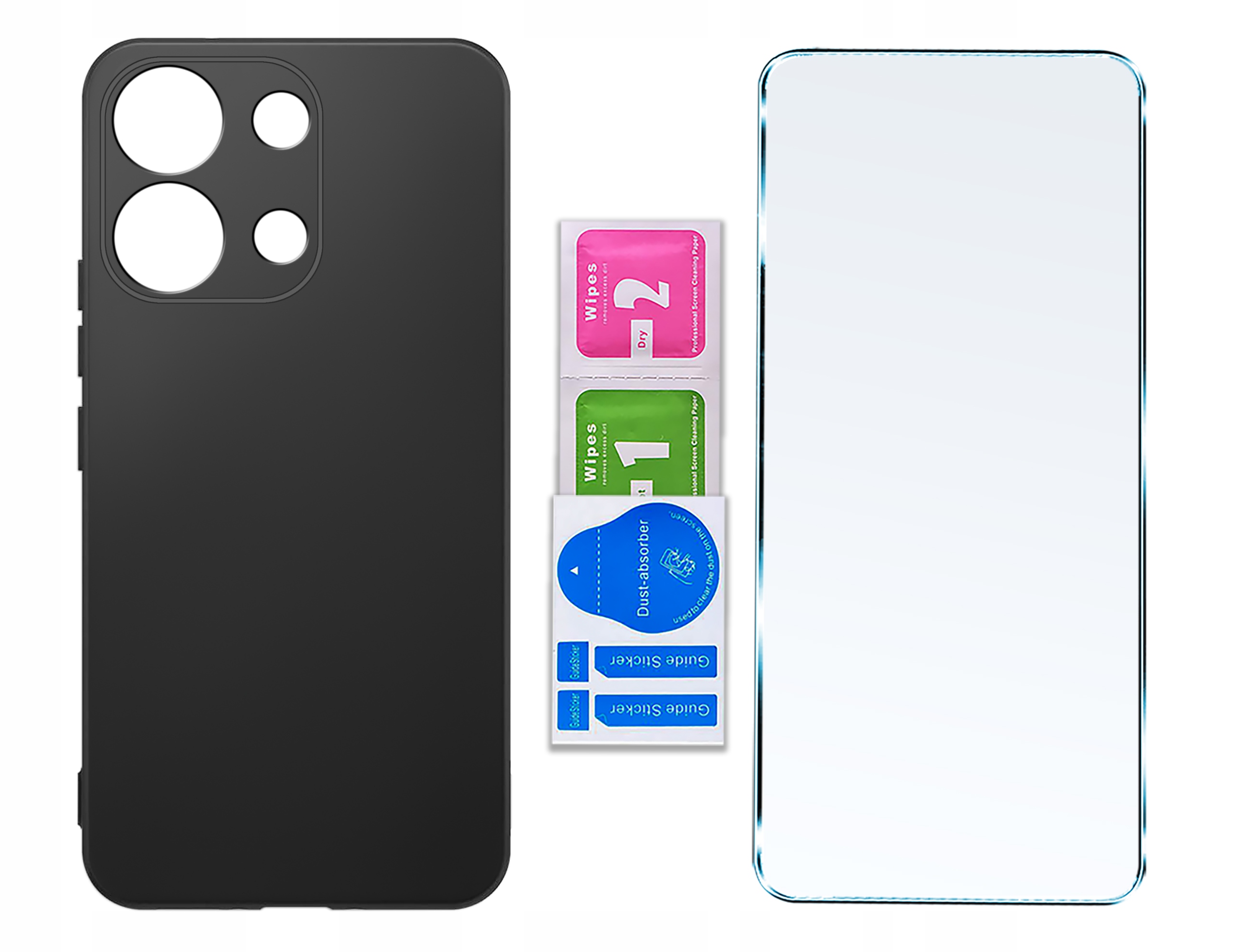 Zestaw zawiera – Etui, szkło hartowane i akcesoria do czyszczenia