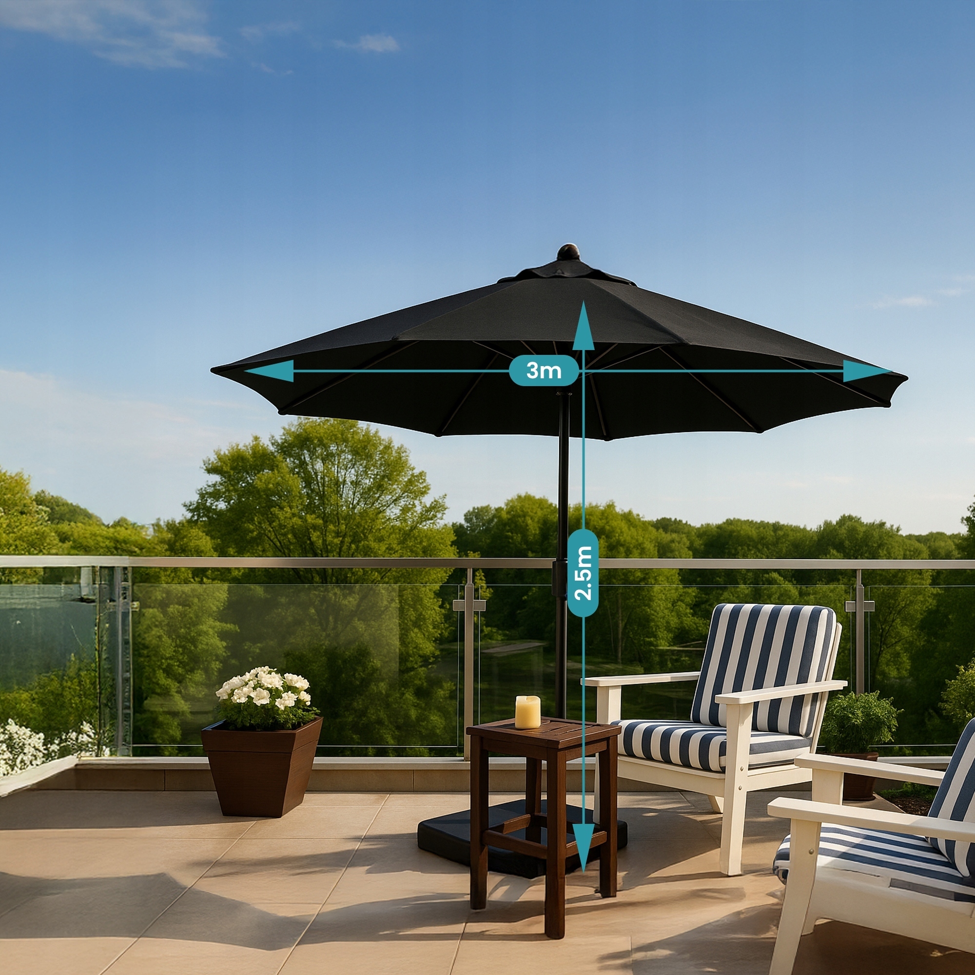 Parasol ogrodowy Black Forest – Duży, składany parasol o średnicy 3m