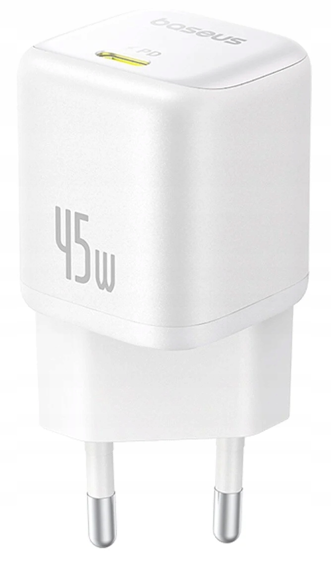 Ładowarka sieciowa Baseus PicoGo GaN 45W EU Biała – Szybkie ładowanie w kompaktowej formie