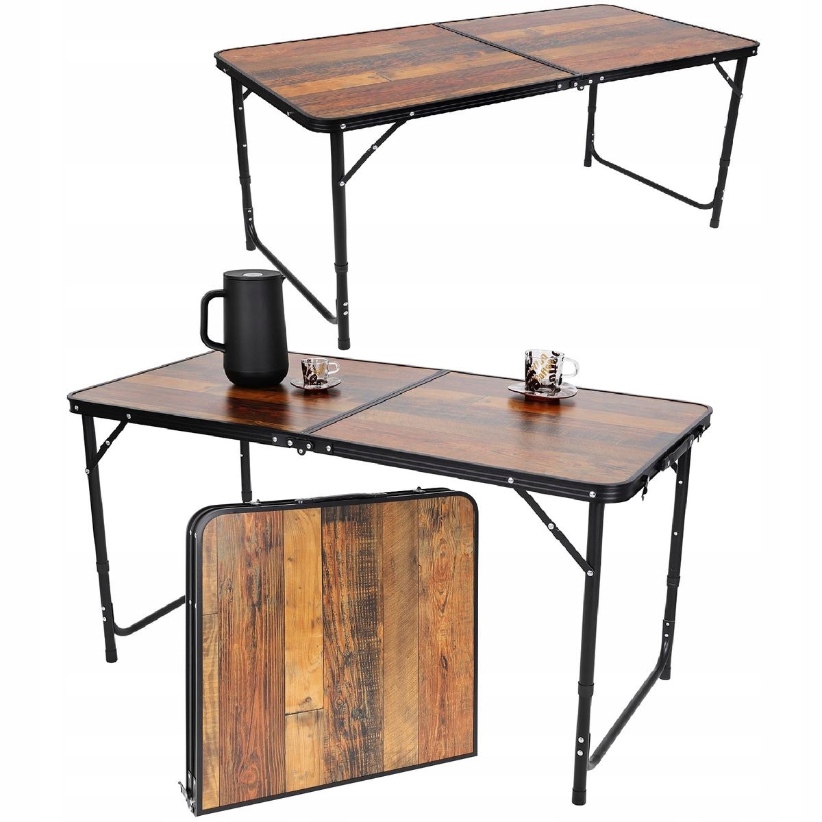 Stolik turystyczny składany kempingowy 120x60x70/62/55cm drewno – Idealny towarzysz Twoich wyjazdów