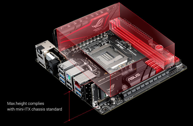 Max. height complies with mini-ITX chassis standard