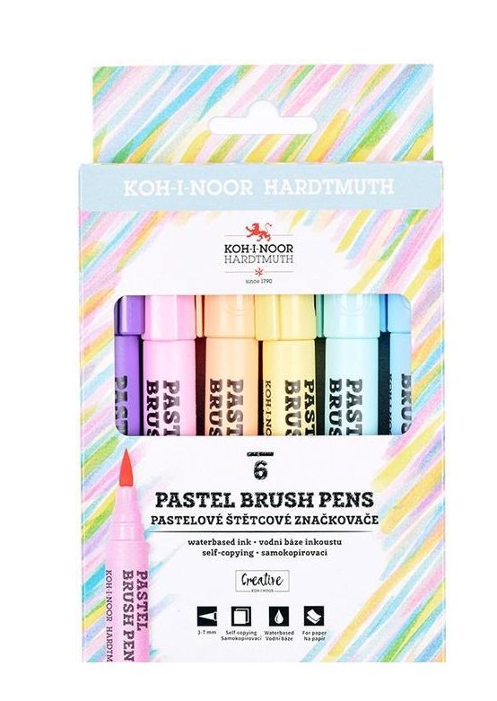 Markery pędzelkowe pastel 6 kolorów – Kolorowe akcesoria do twórczości