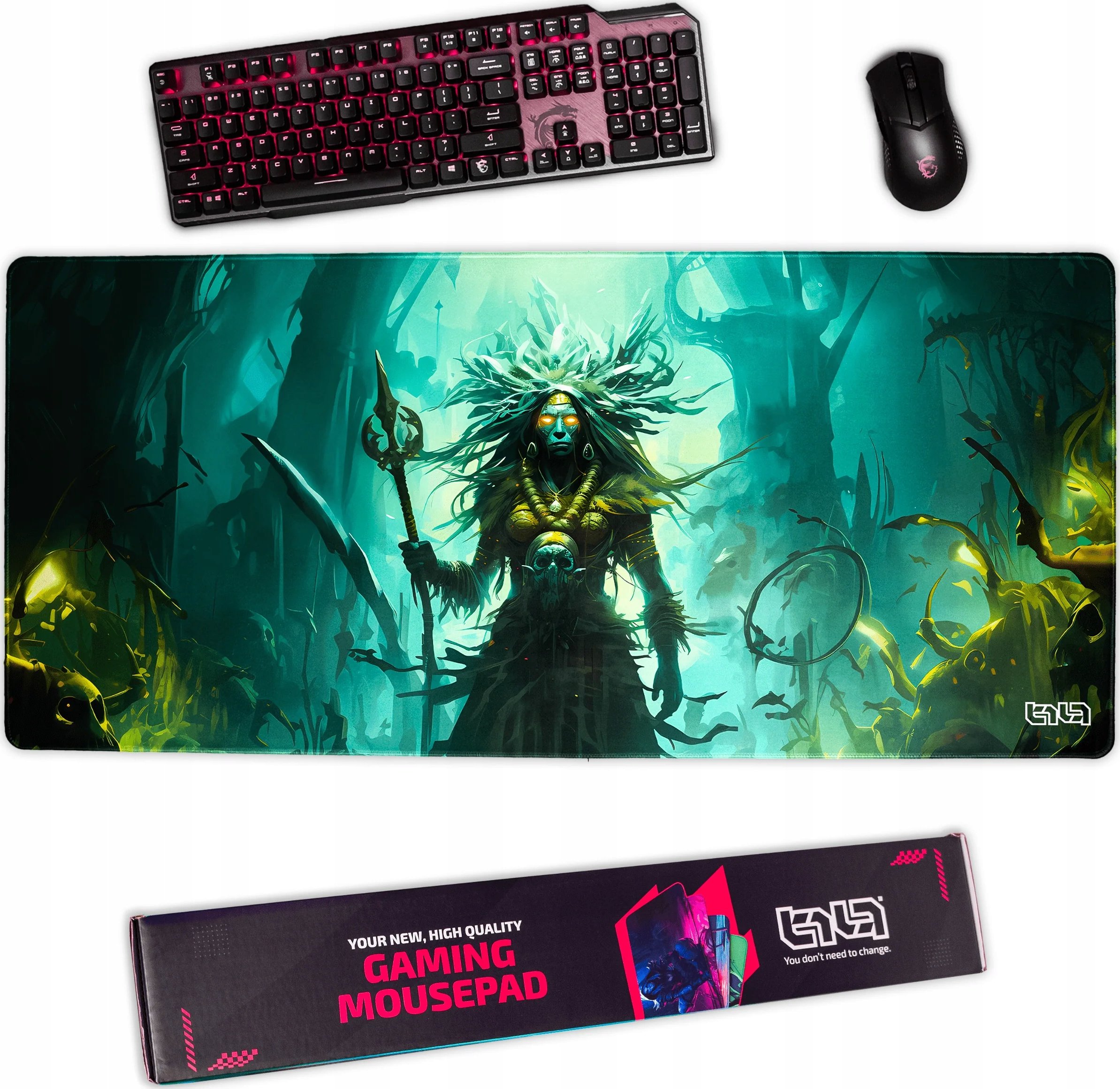 DUŻA PODKŁADKA POD MYSZKĘ Potęga Szamana 90x40 – Komfort i styl na Twoim biurku