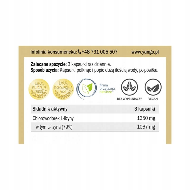 Składniki aktywne i ich działanie – Co zawiera YANGO L-lizyna?