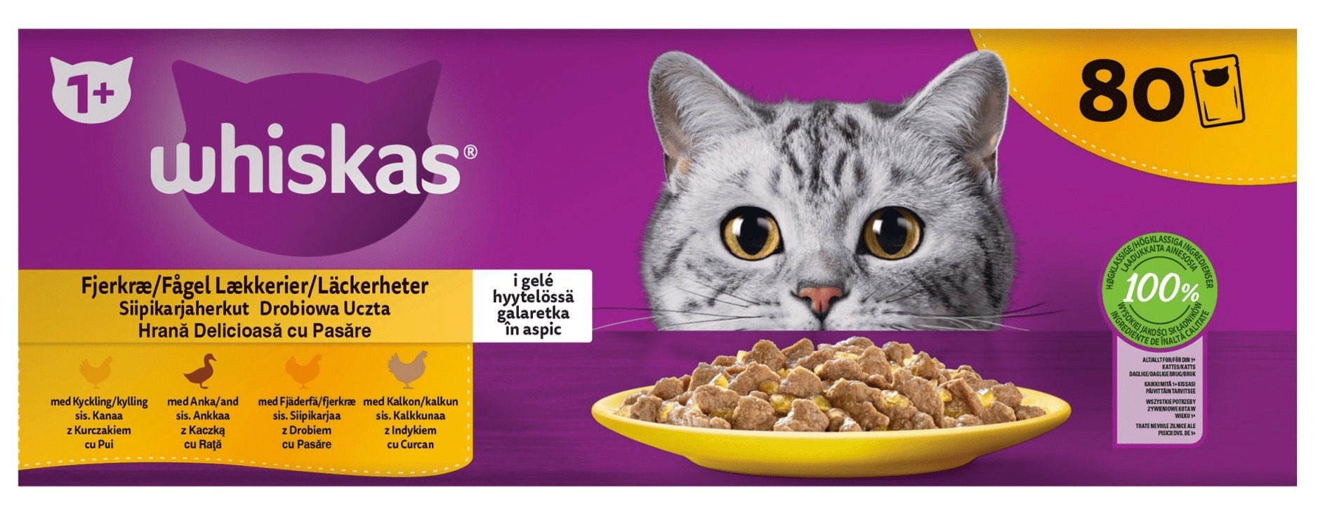 Skład i wartości odżywcze WHISKAS Saszetka Galaretka Drób 80x85g