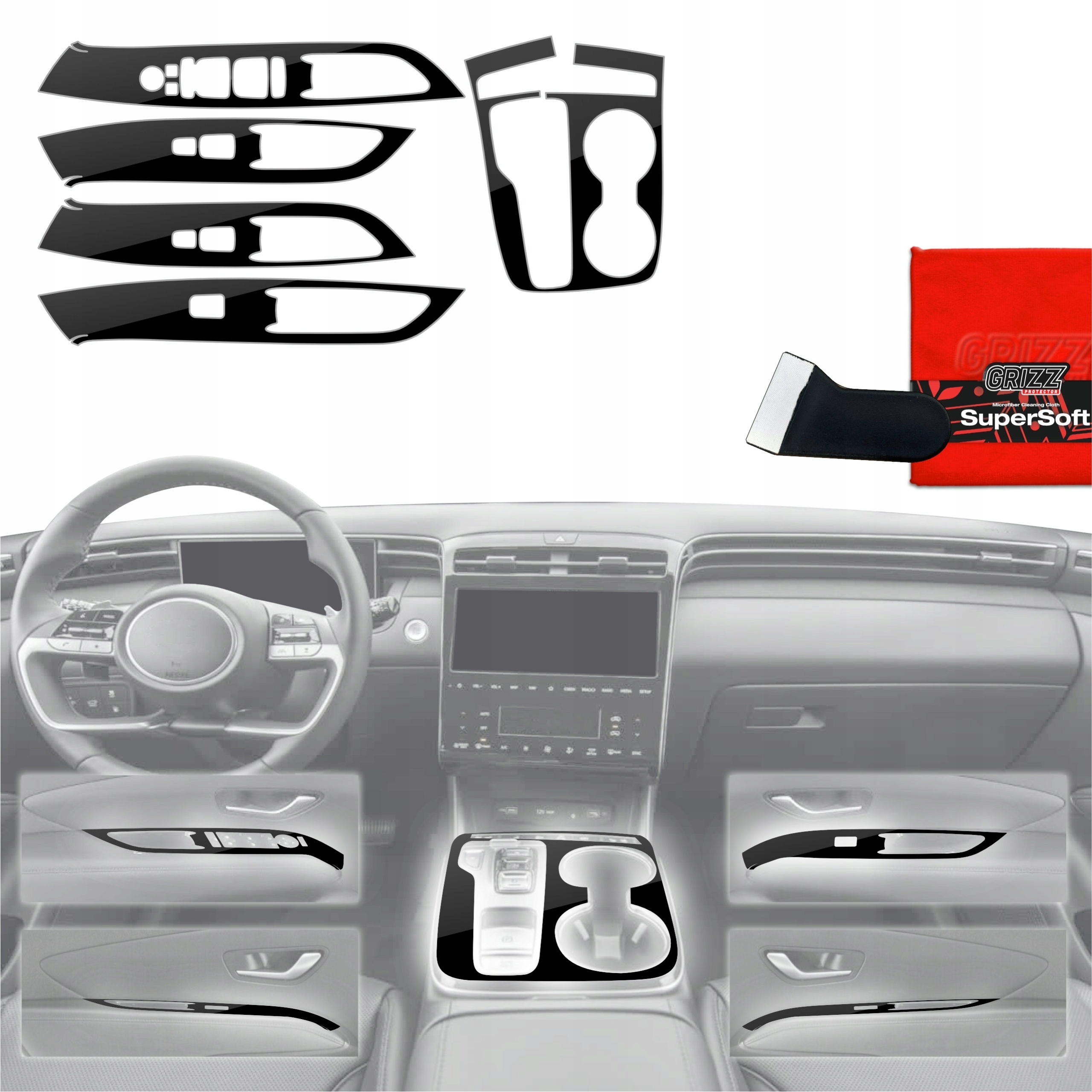 Folia do wnętrza GrizzGlass PianoSkin Glossy do Hyundai Tucson N-Line (2021-2024) – Elegancja i ochrona w jednym